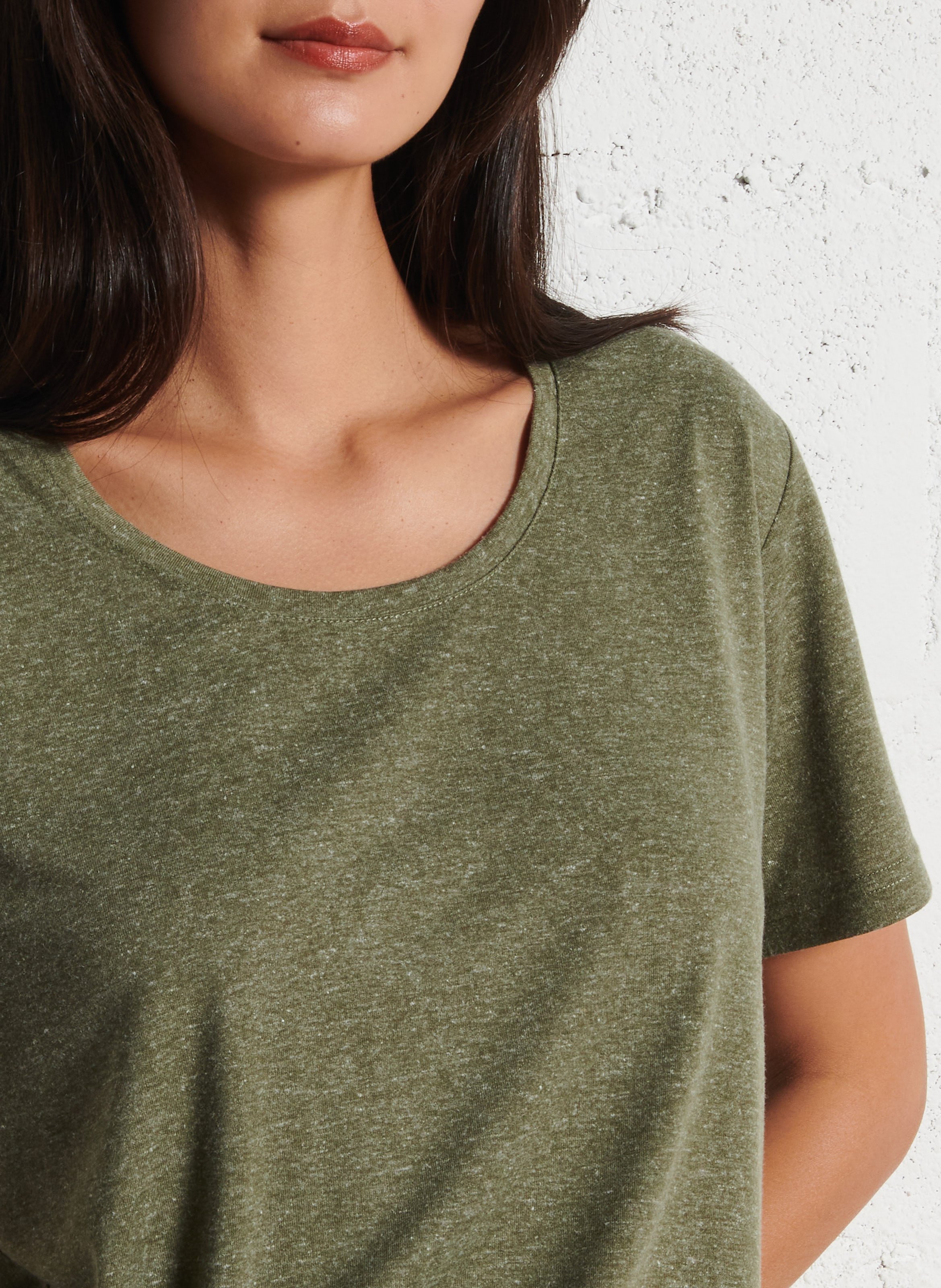 Tee-shirt fluide chiné manches courtes fay MAISON 123 Kaki