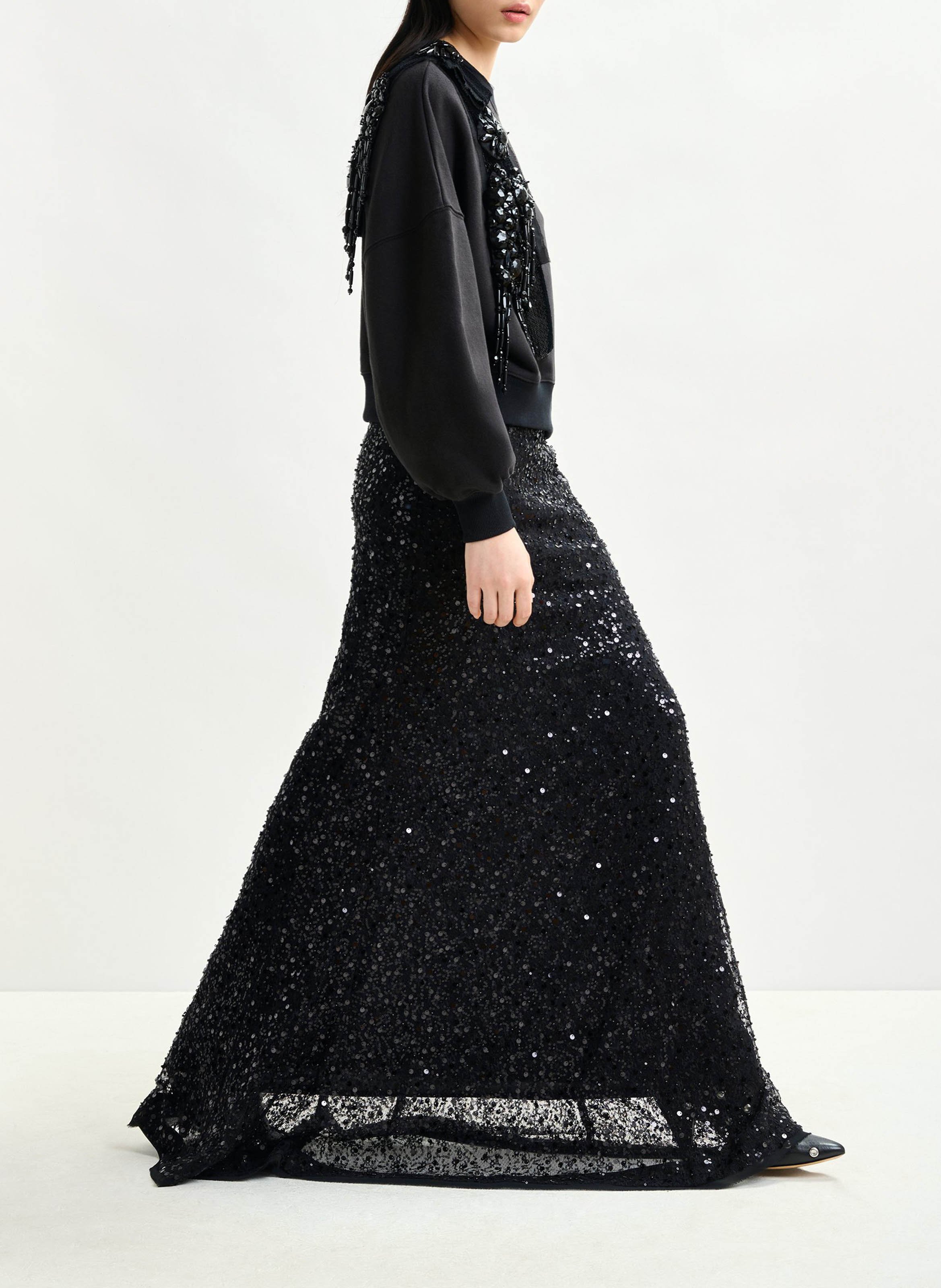 Jupe longue pailletée isequins ESSENTIEL ANTWERP Noir