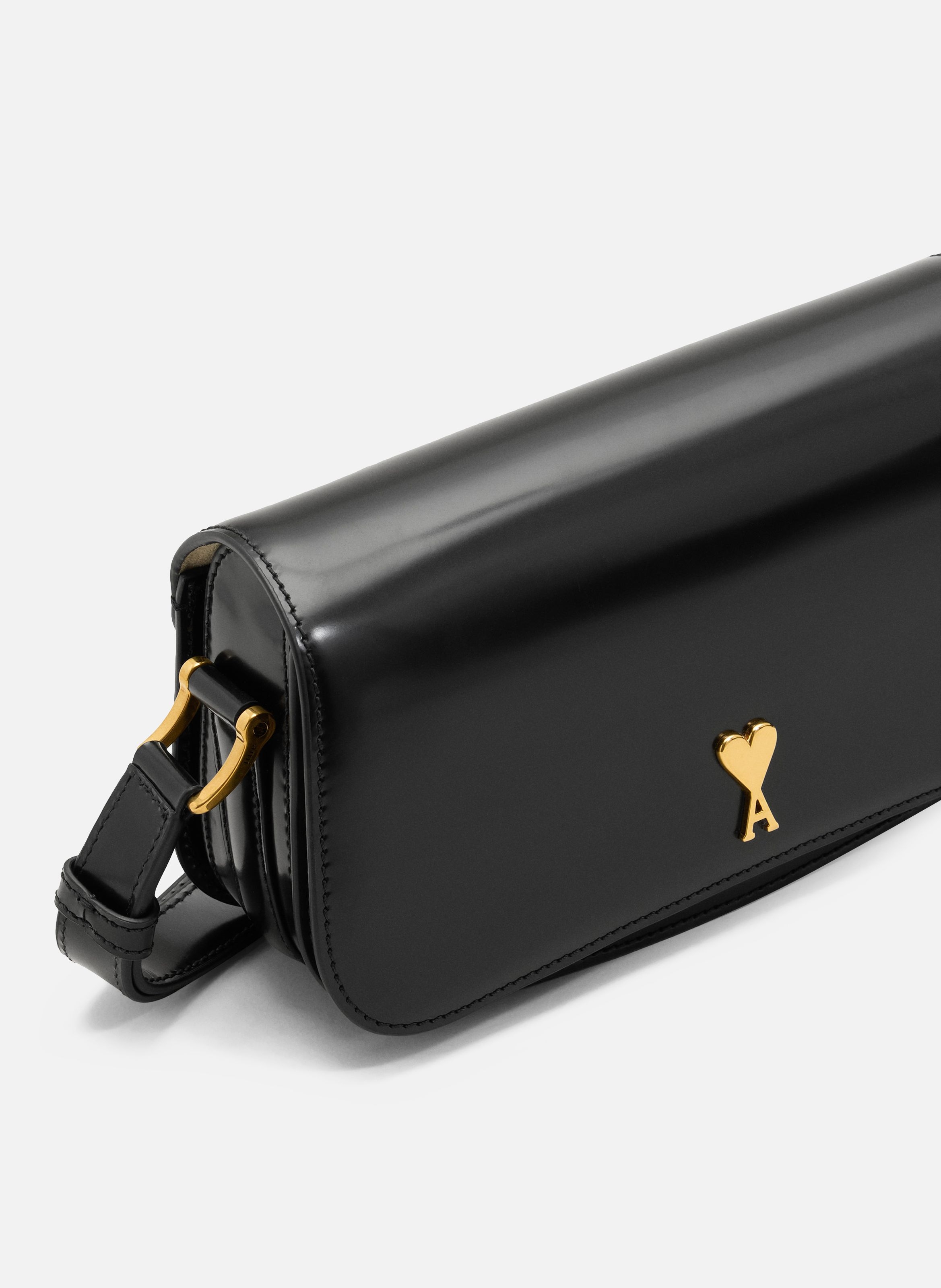 Sac porte epaule paris paris unisexe en cuir de veau AMI PARIS Noir