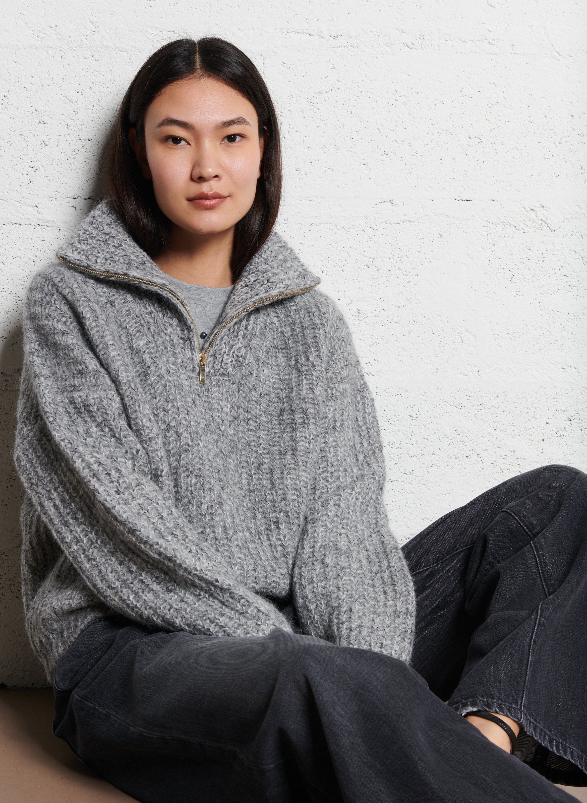 Pull col montant en laine mélangée baltan BA&SH Noir