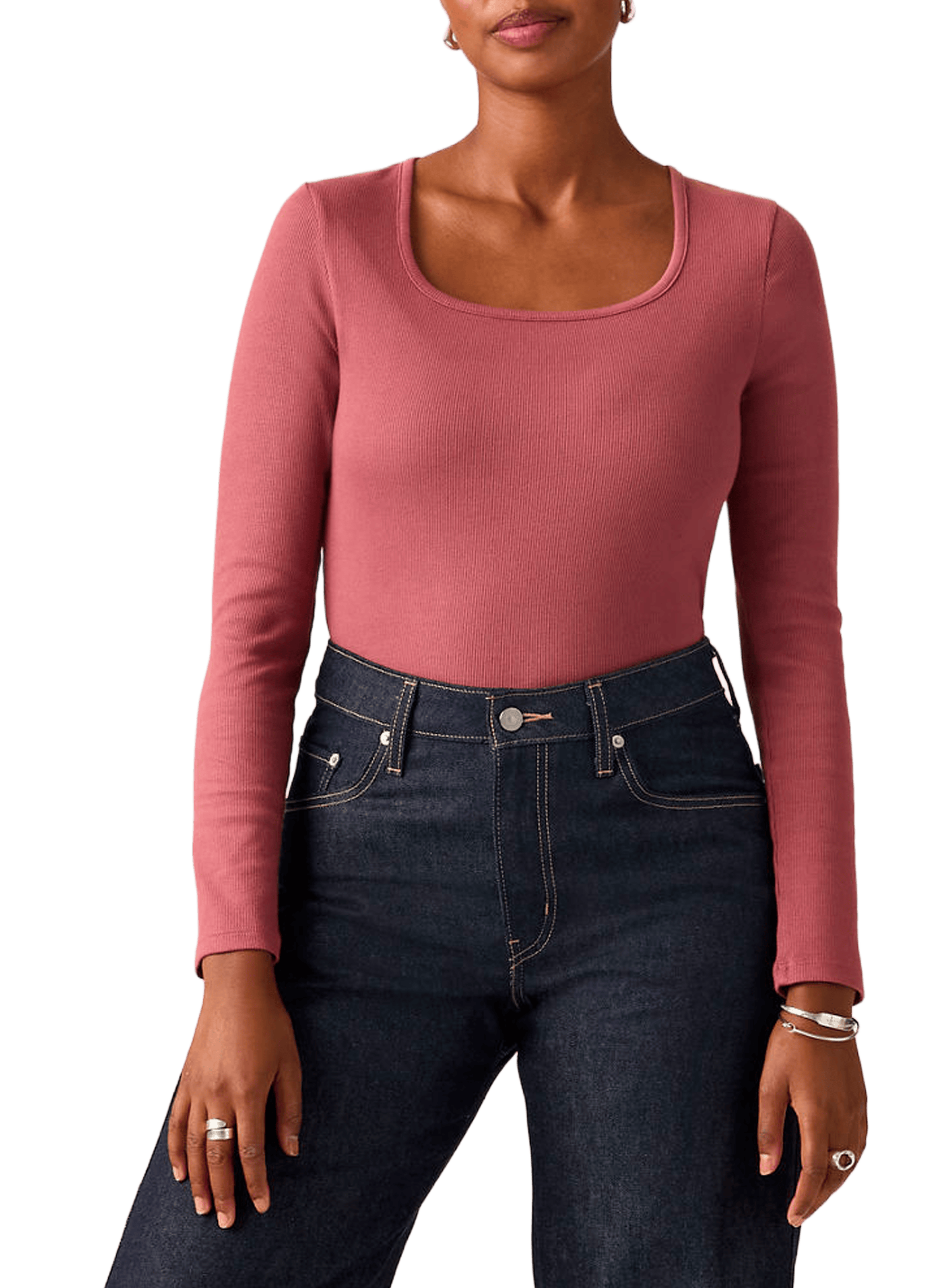 T-shirt droit manches longues en coton mélangé LEVI'S Rouge