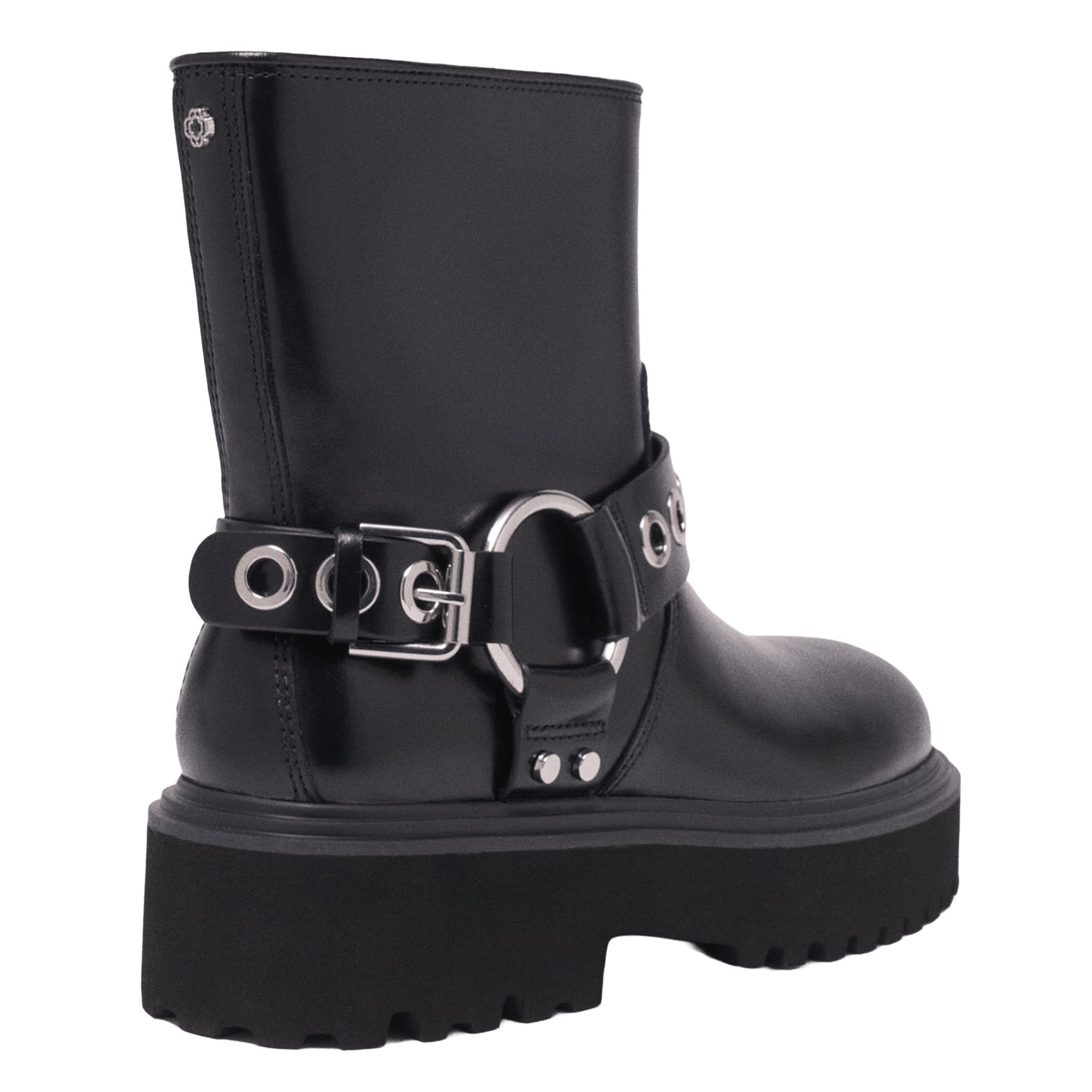 Bottines biker à boucles en cuir MAJE Noir