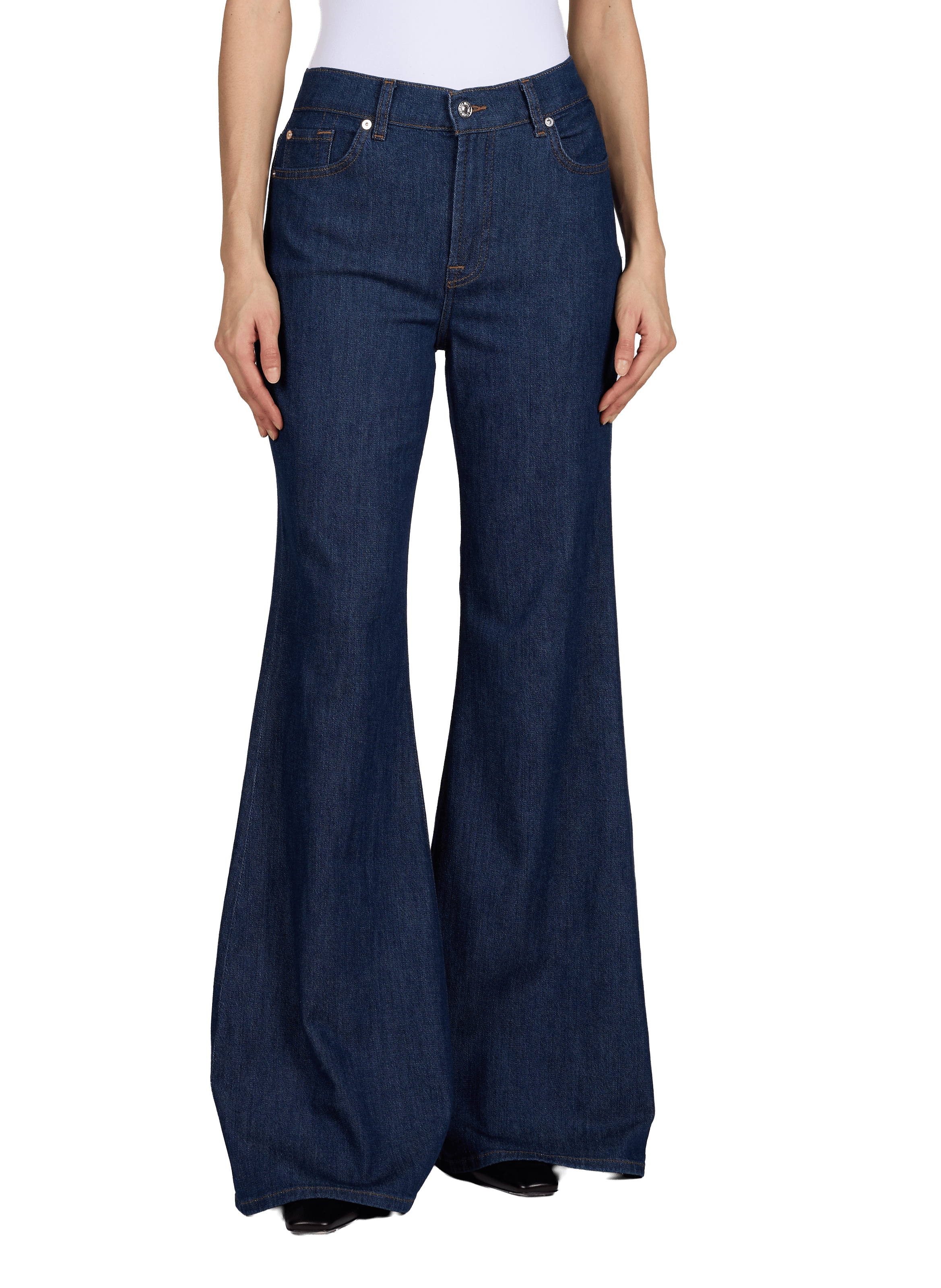 Jean droit Retro Flare Halona en coton mélangé 7 FOR ALL MANKIND Bleu