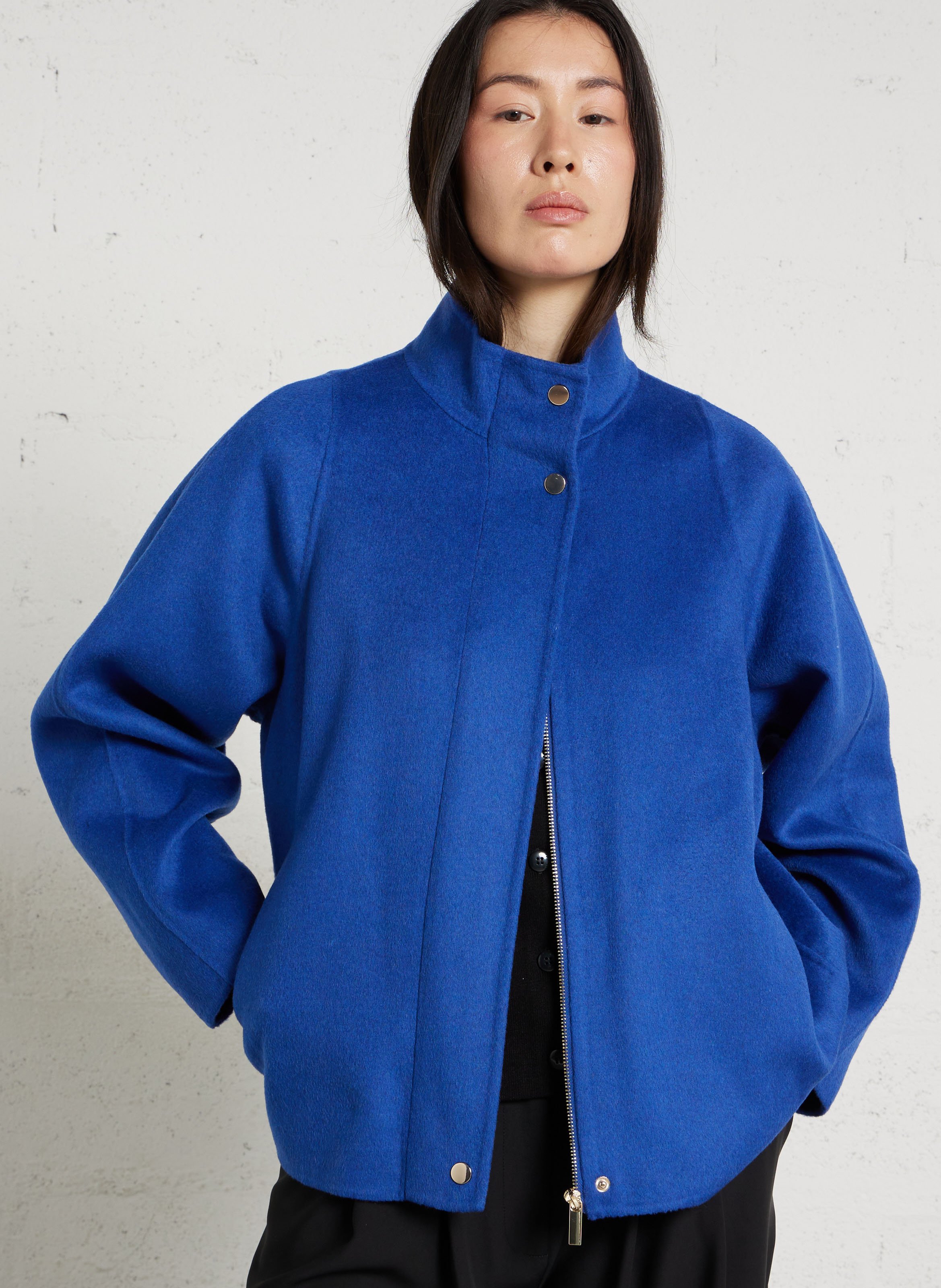 Manteau droit col montant zippé felicity MAISON 123 Bleu
