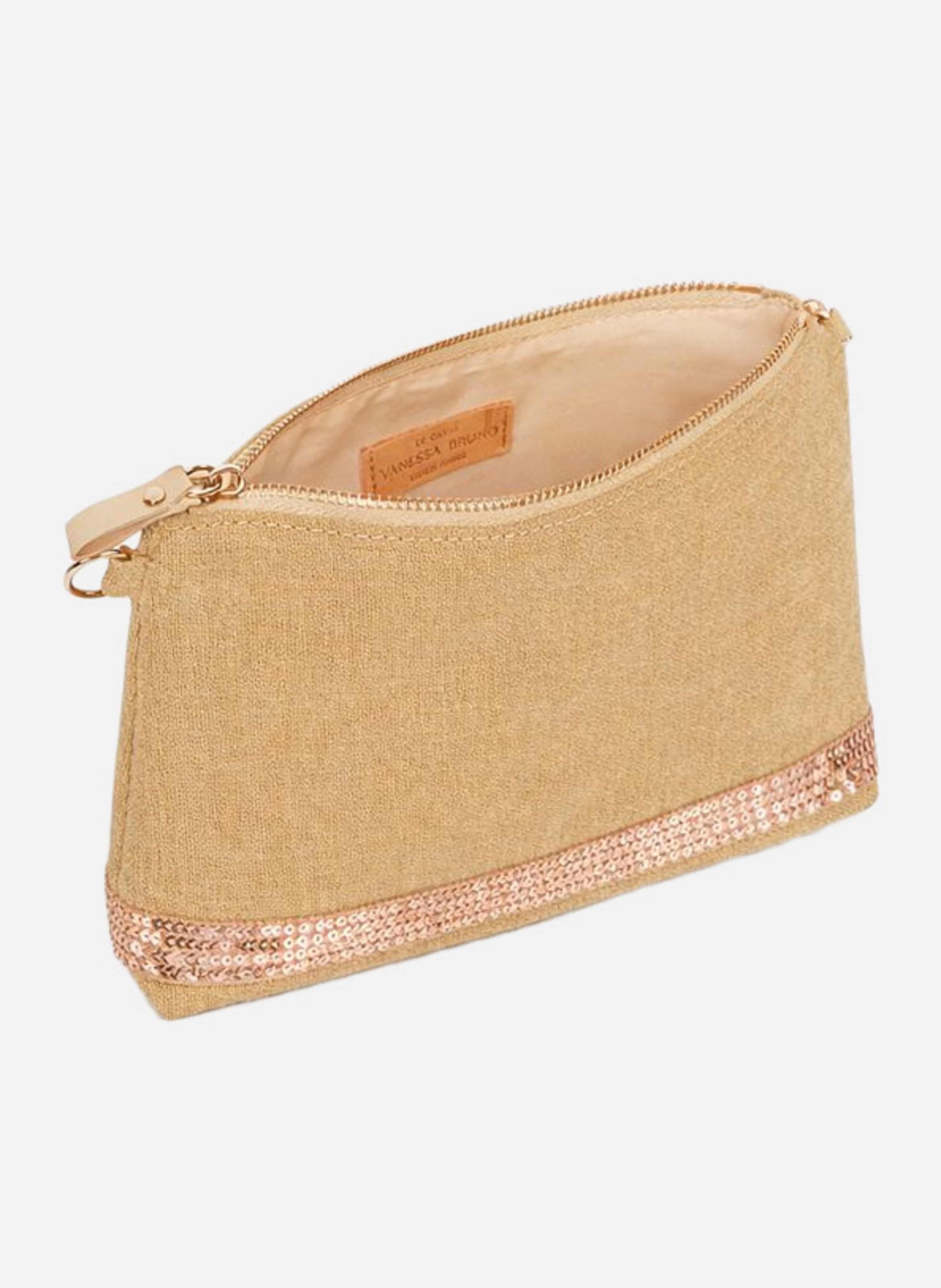 Pochette zippé en lin VANESSA BRUNO Marron