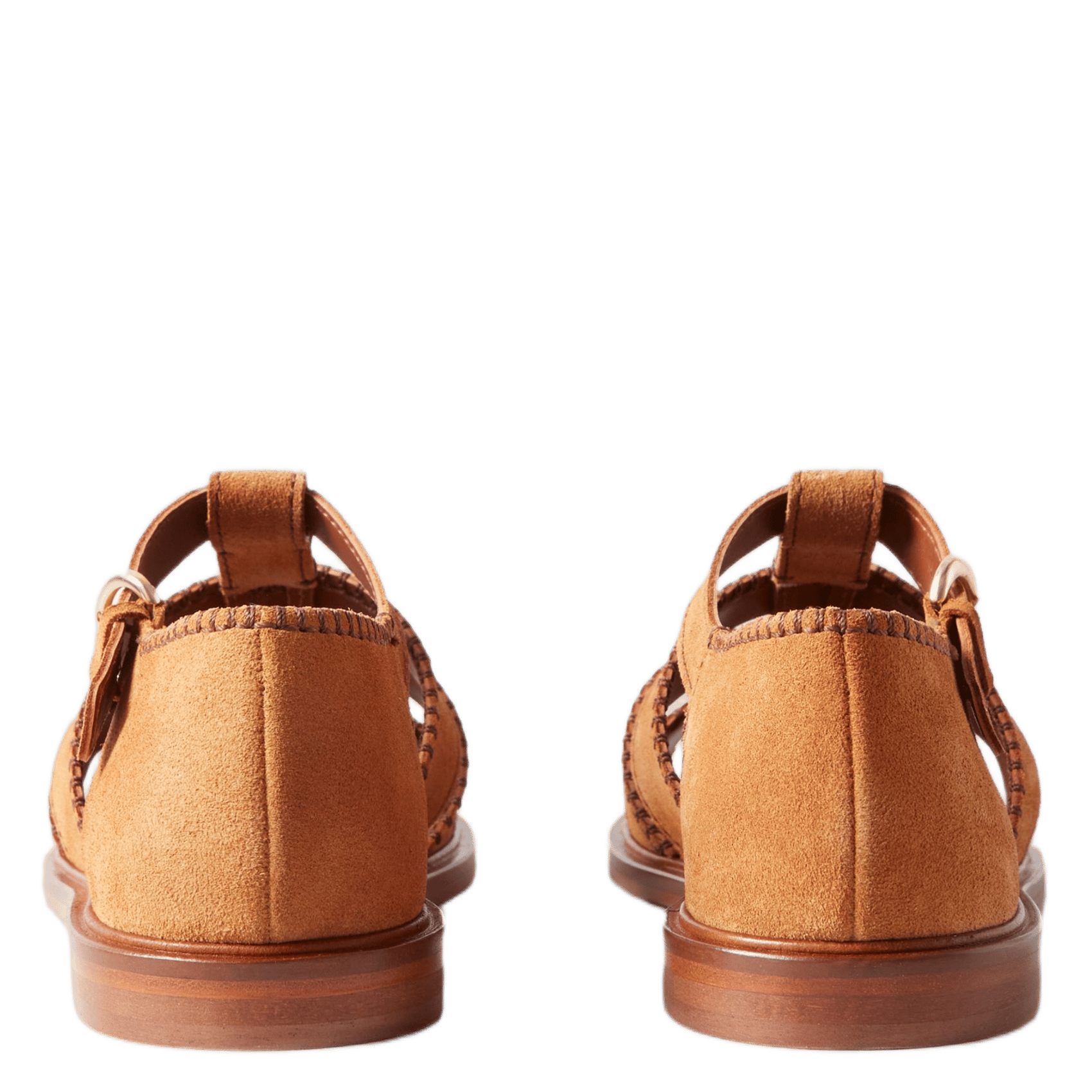 Sandales plates à découpes en cuir velours CLAUDIE PIERLOT Beige