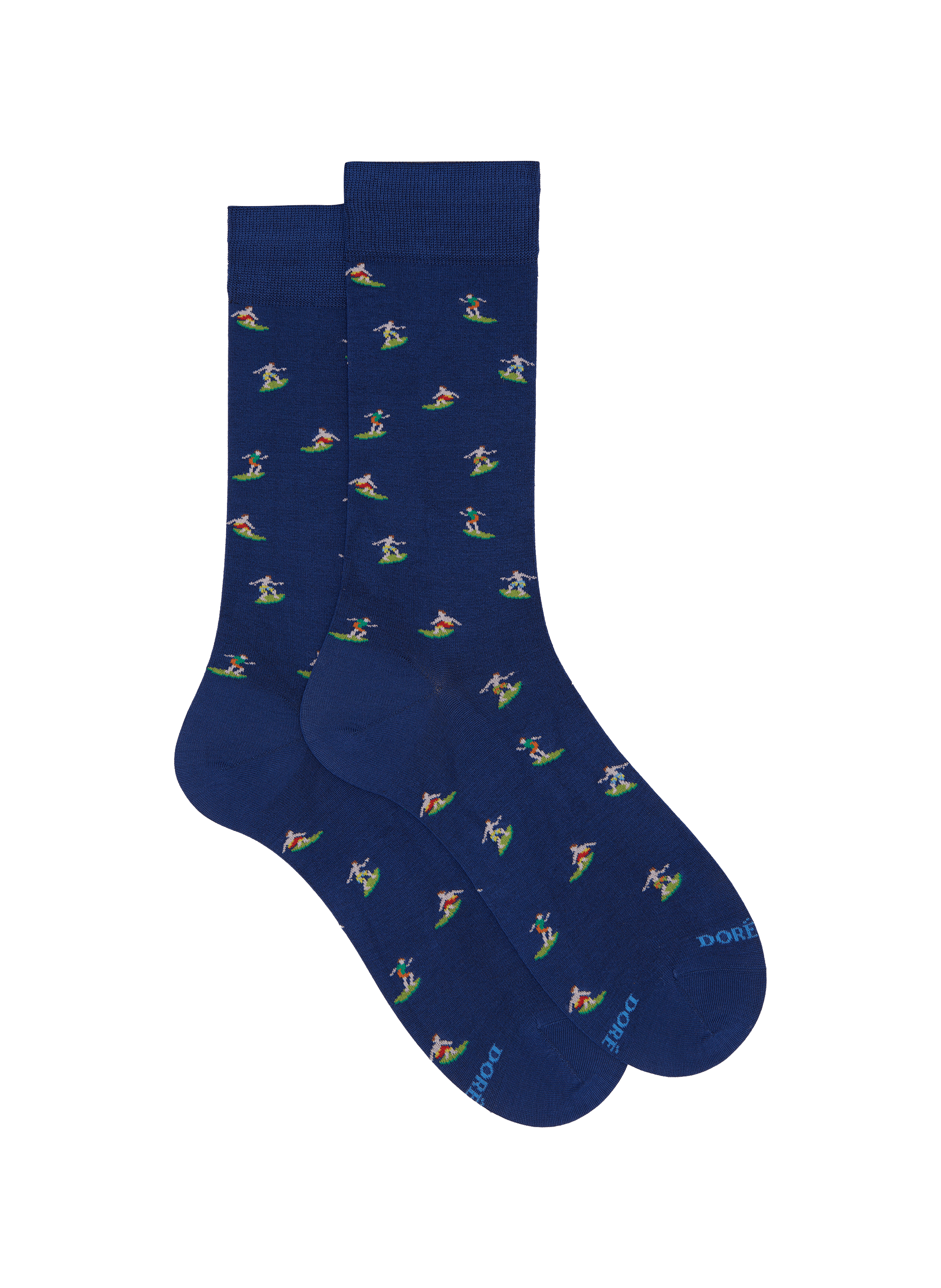 Mid-calf socks sailboats in blended cotton DORÉ DORÉ Blue