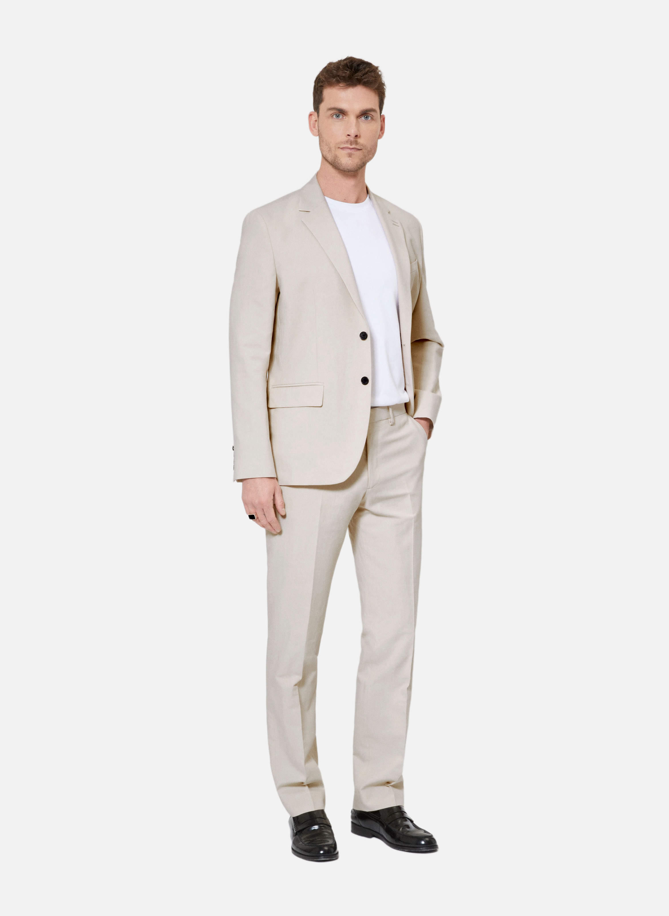 Pantalon de costume en coton lin THE KOOPLES Beige