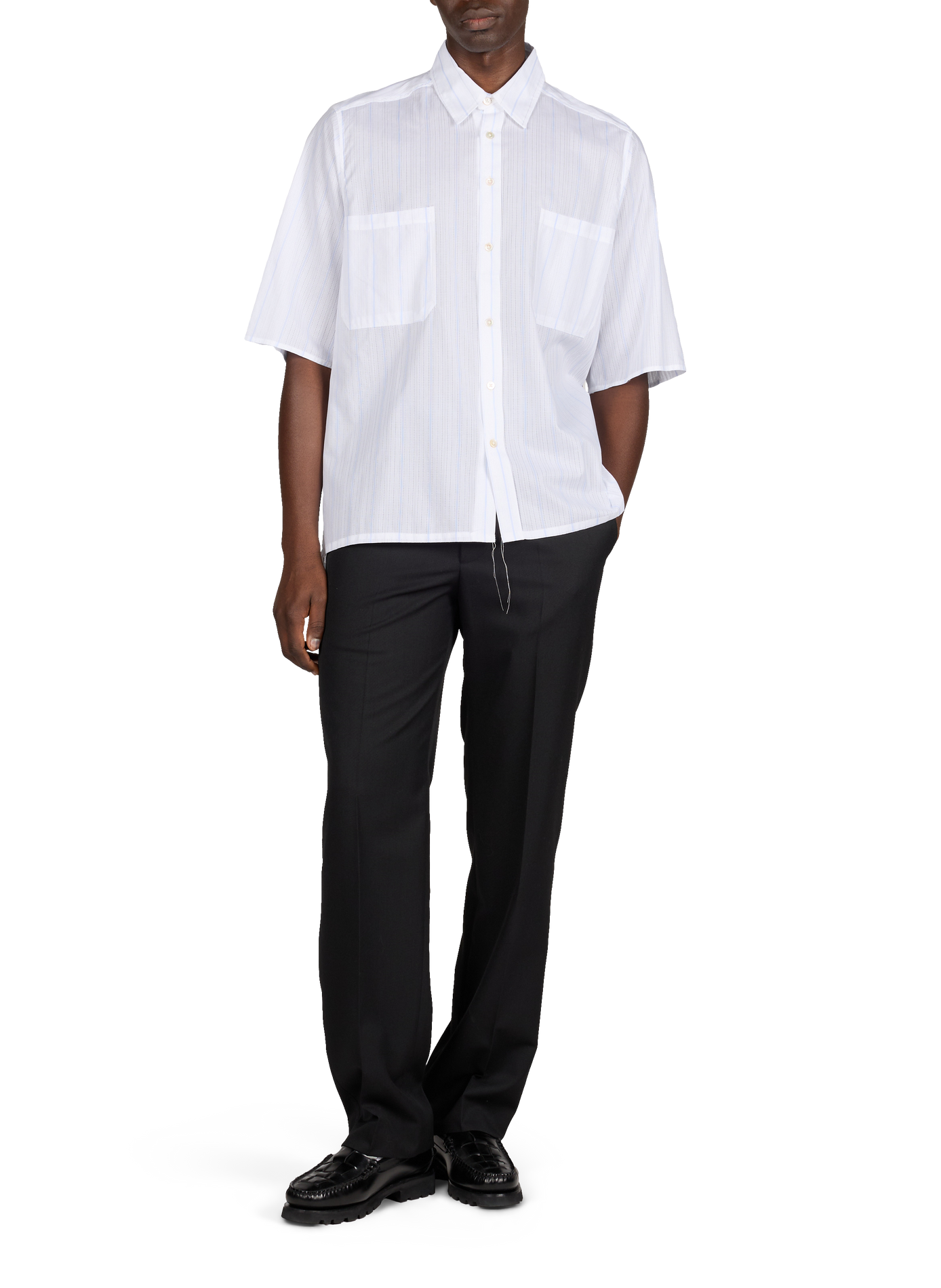 Short-sleeved striped cotton shirt CAMIEL FORTGENS White