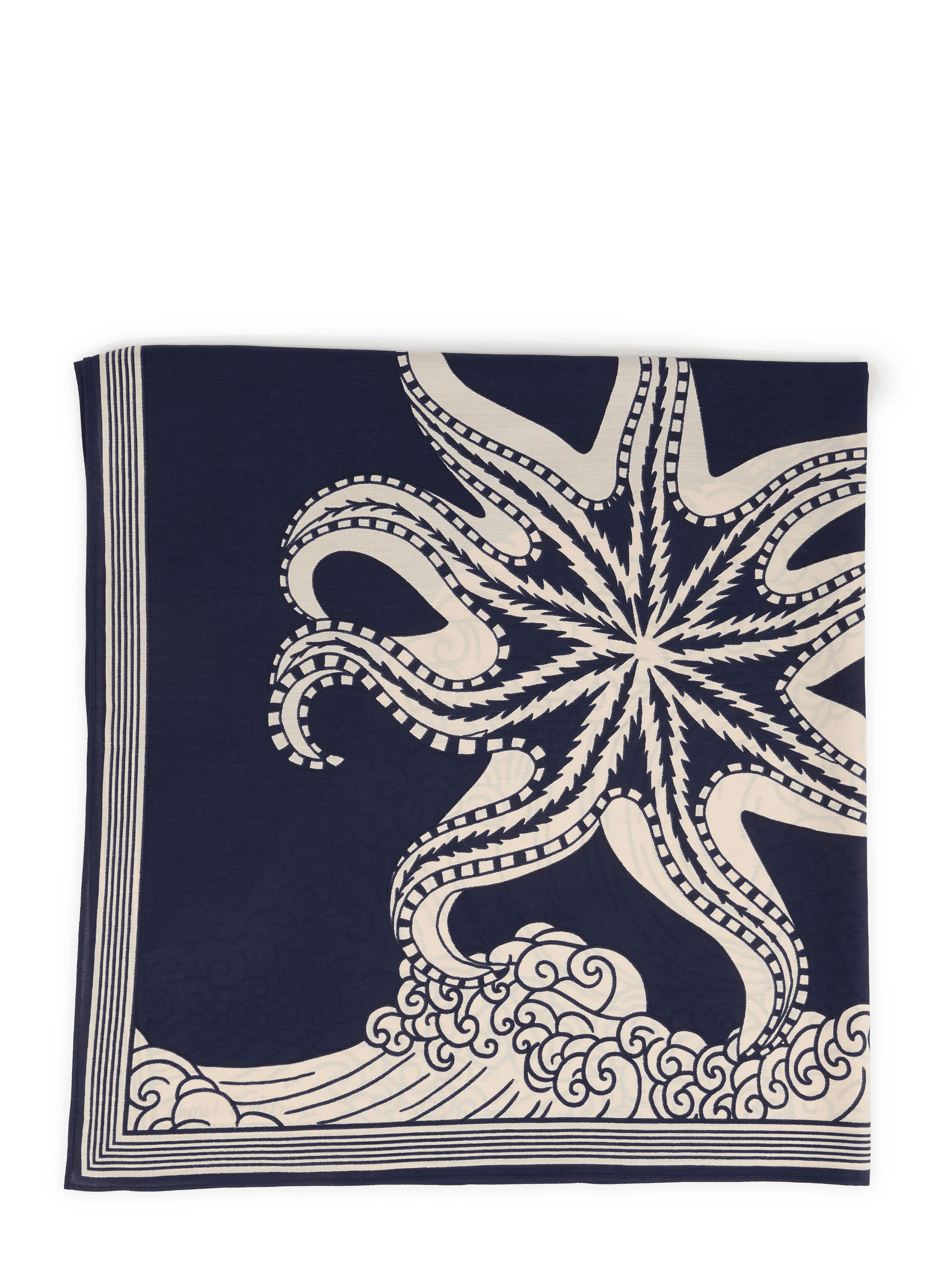 Mixed Cotton Wave Scarf INOUITOOSH Blue