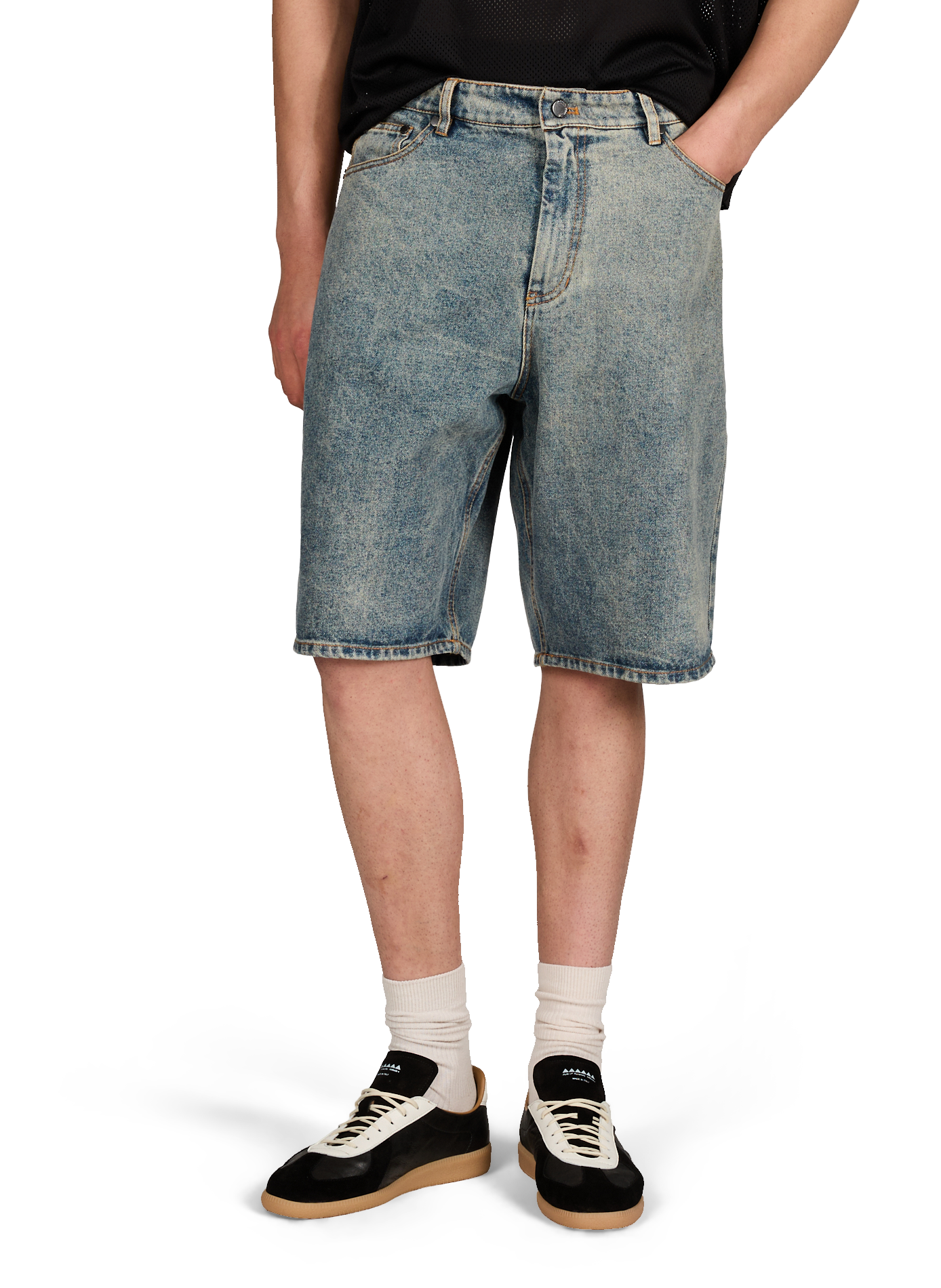 Short droit délavé en coton DAILY PAPER Bleu