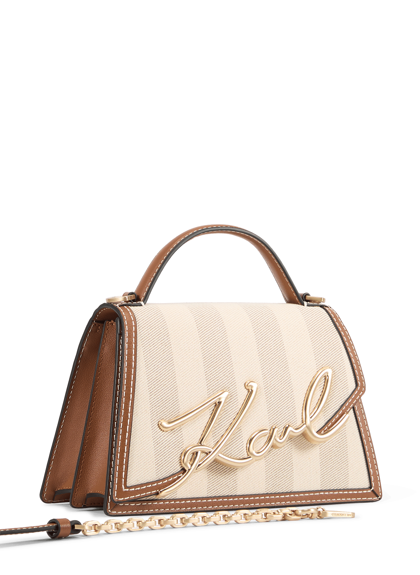 Sac à main K Signature en coton KARL LAGERFELD Beige