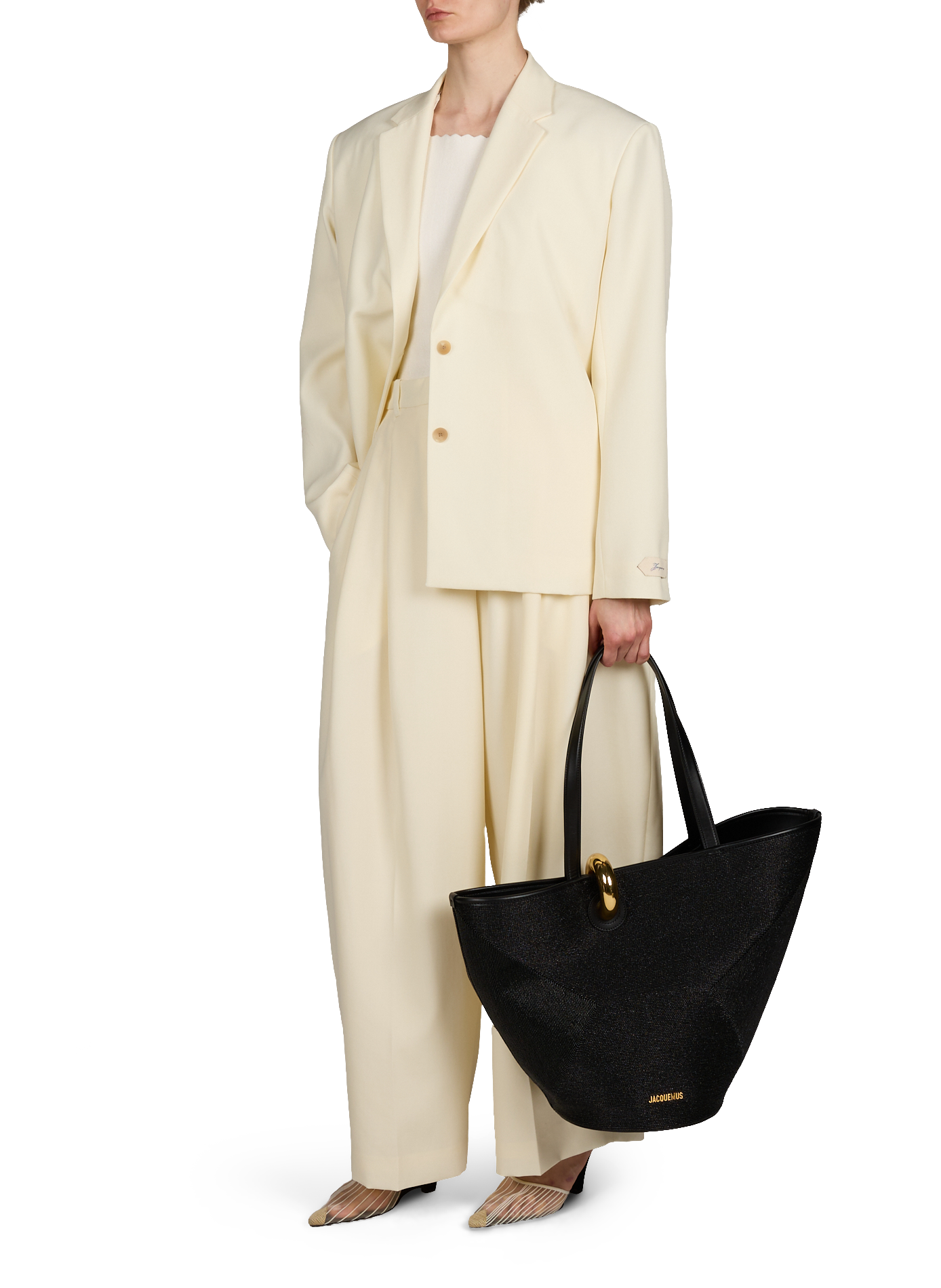 Le pantalon d'Homme ample en laine vierge JACQUEMUS Blanc