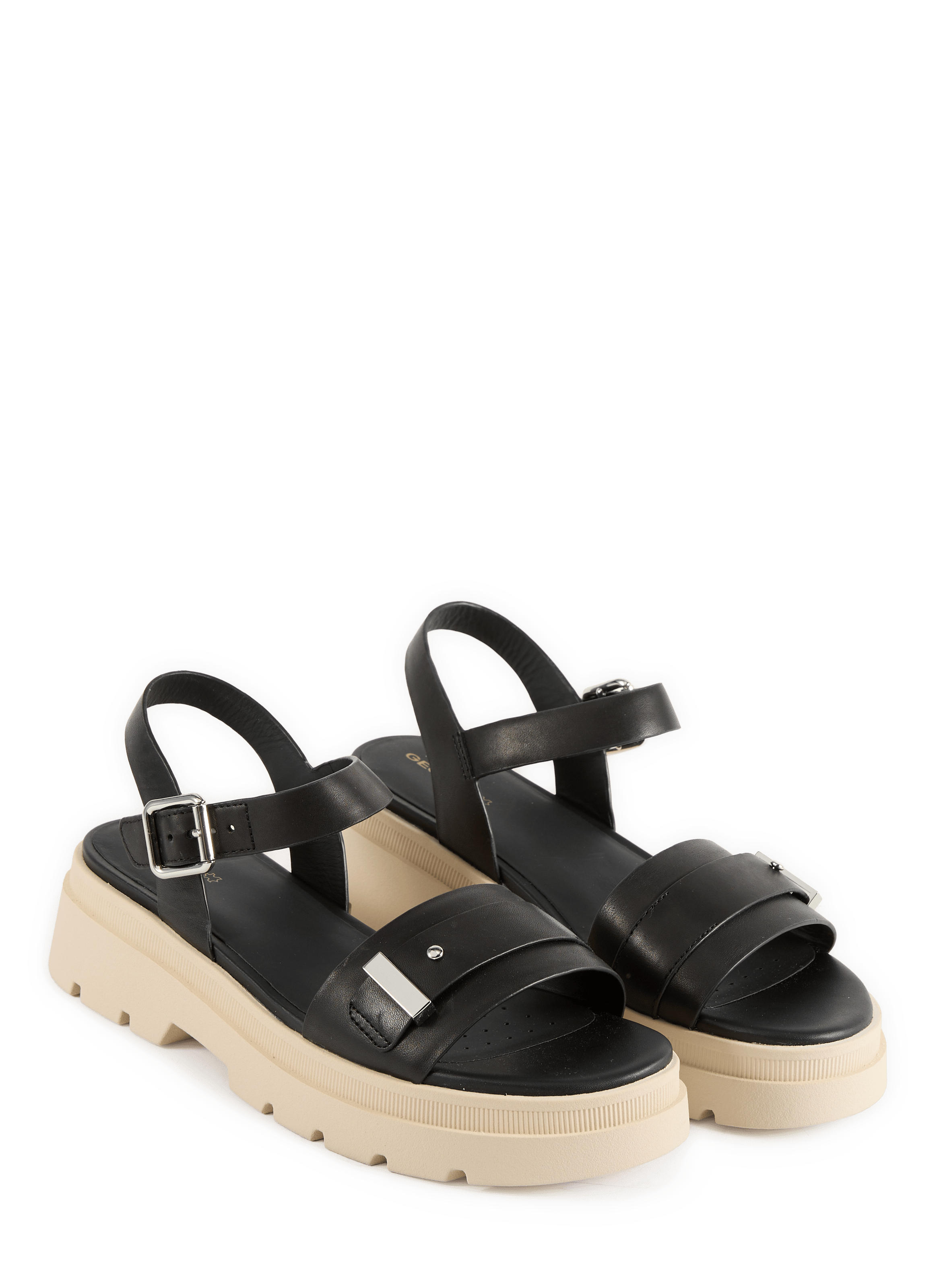 Keilsandalen aus Leder GEOX Schwarz