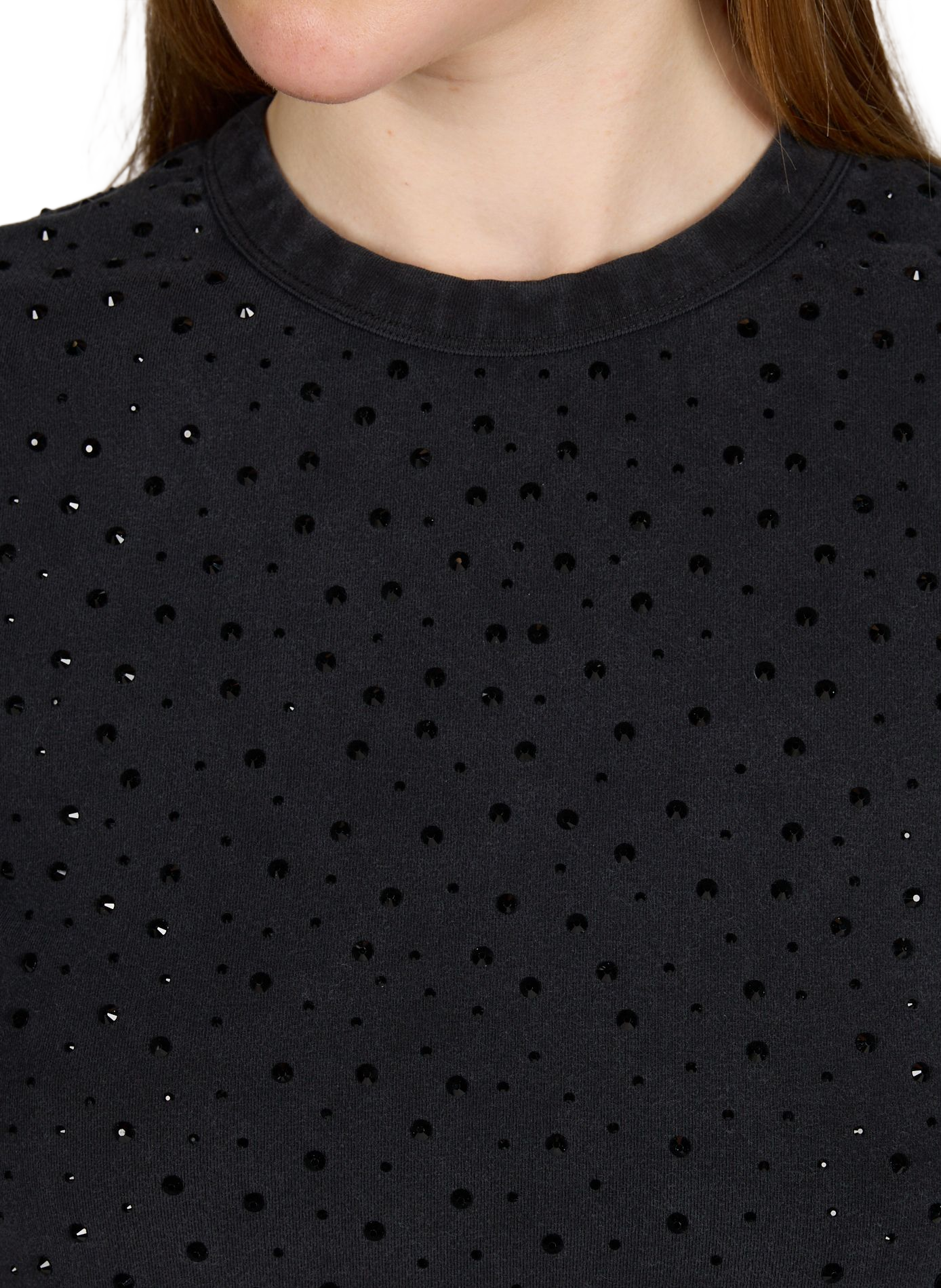 T-shirt with rhinestones in blended cotton ALEXANDER WANG Black