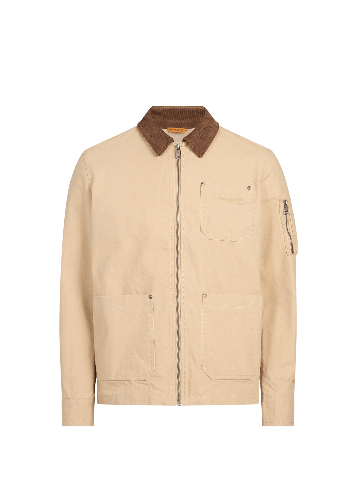 Veste col classique velours côtelé en coton BOMBERS ORIGINAL Beige