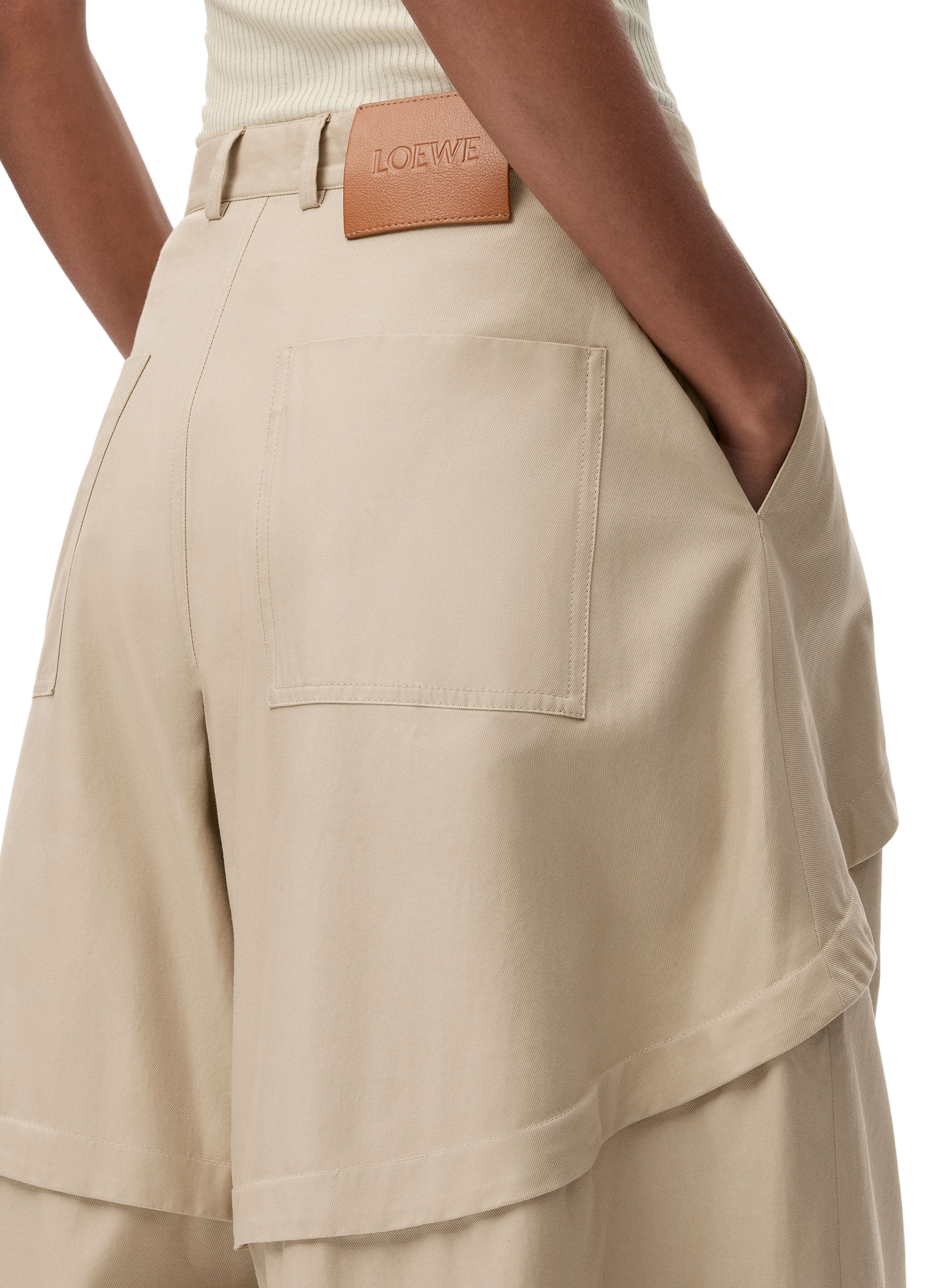 Asymmetrical cotton pants LOEWE Beige