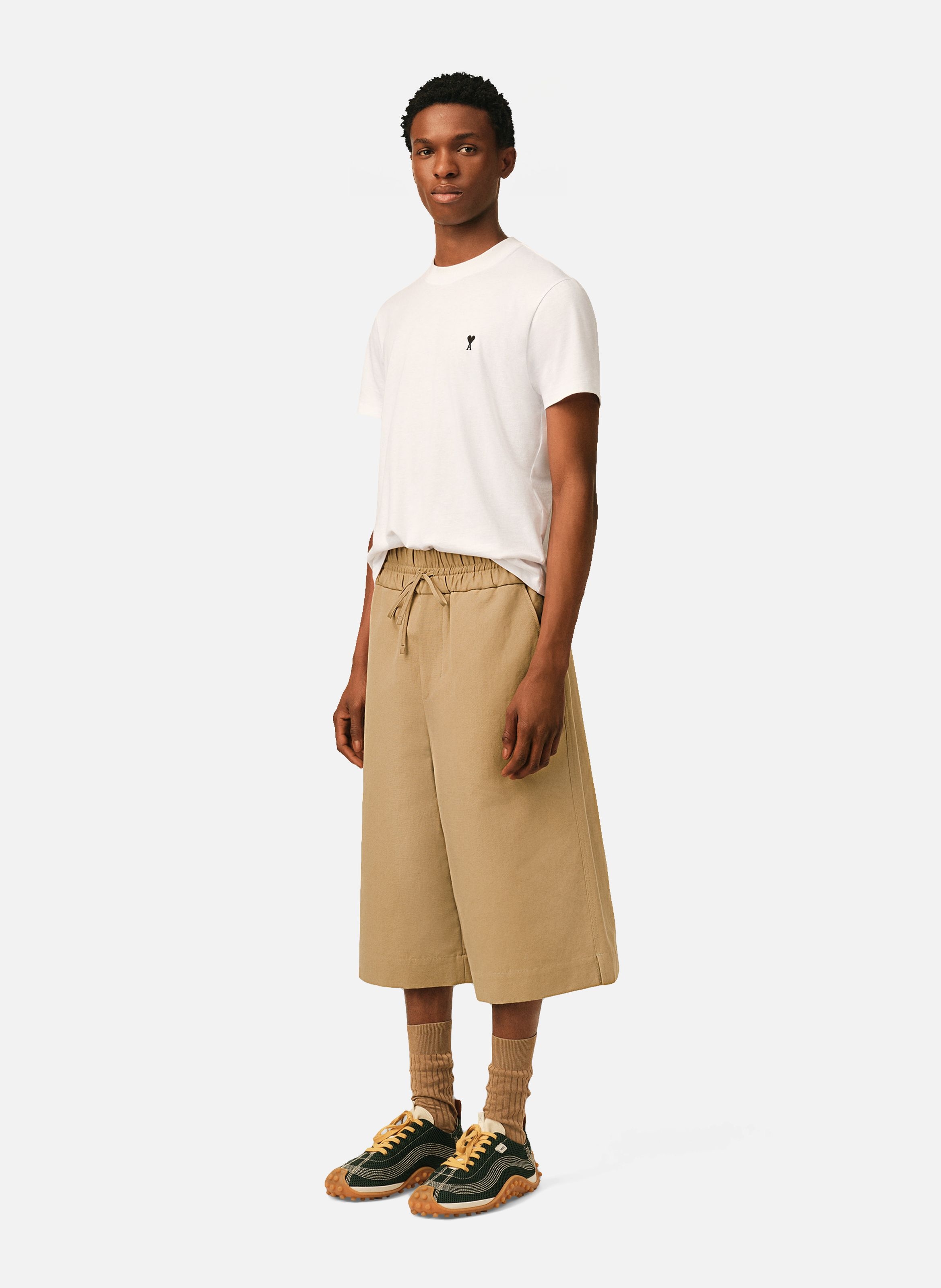 Bermuda large élastique en coton AMI PARIS Beige