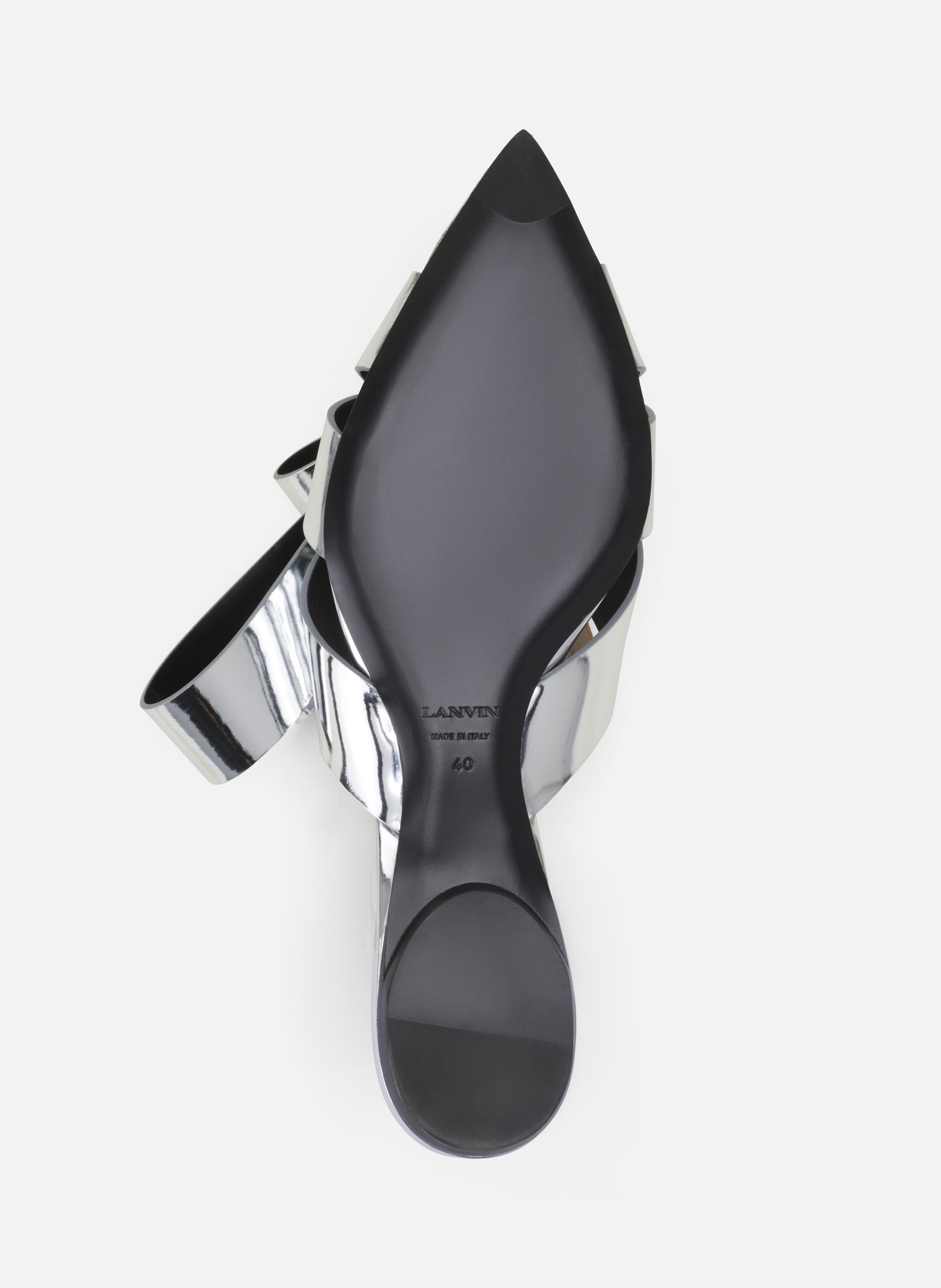 Mule plates cadeau en cuir metallic LANVIN Argent