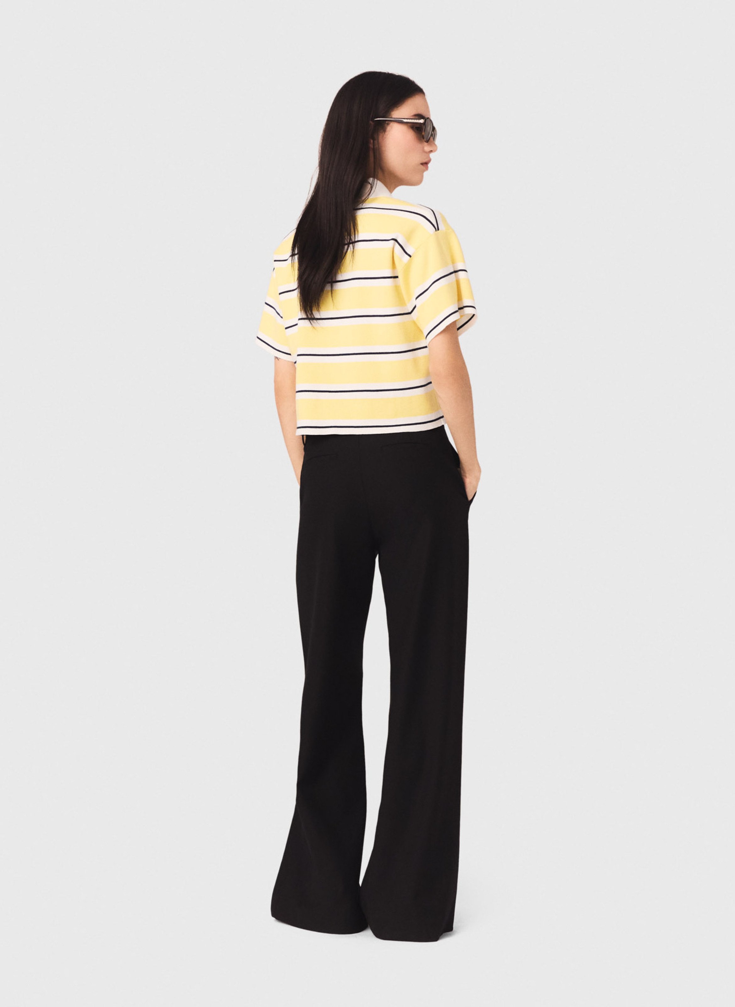 Pantalon flare en laine mélangée MAJE Noir