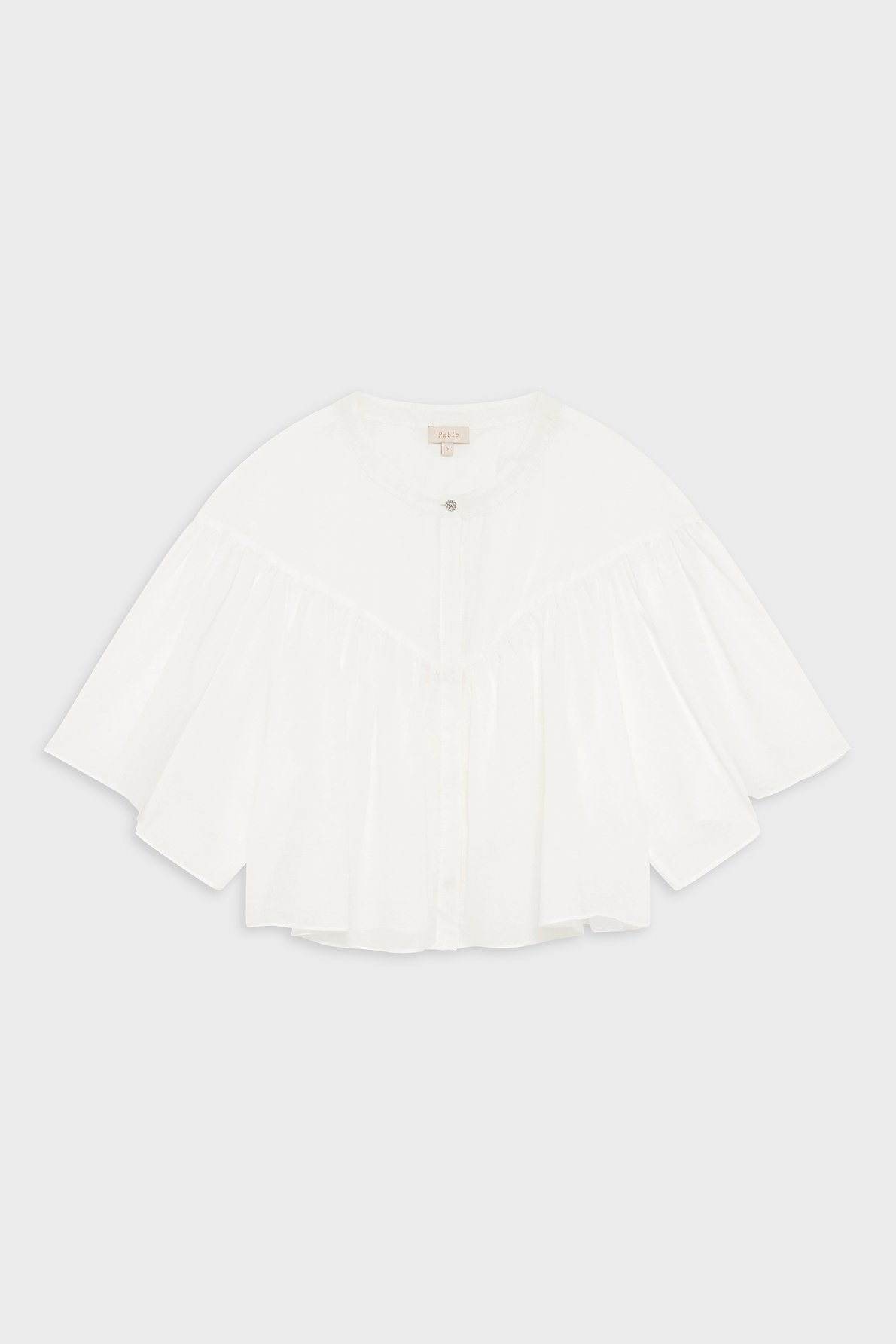 Chemise courte à volants en coton - clary PABLO Beige