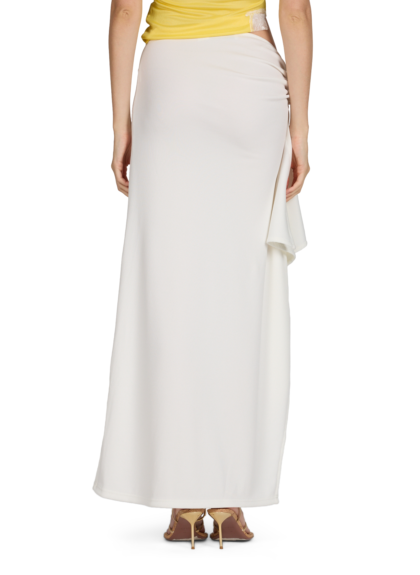 Crystal Asymmetric Skirt in Ribbed Jersey CHRISTOPHER ESBER White