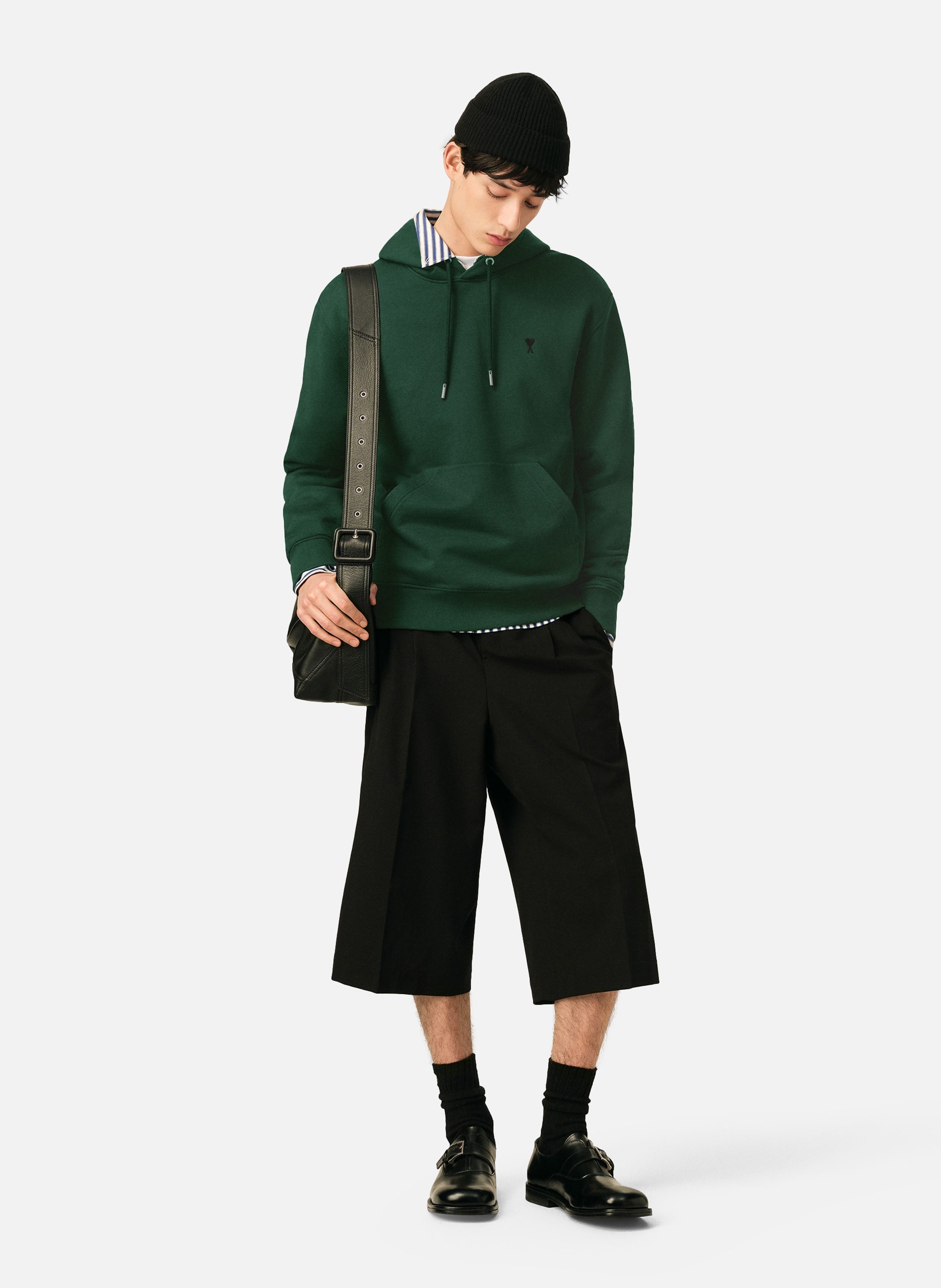 Hoodie en coton ami de coeur AMI PARIS Vert