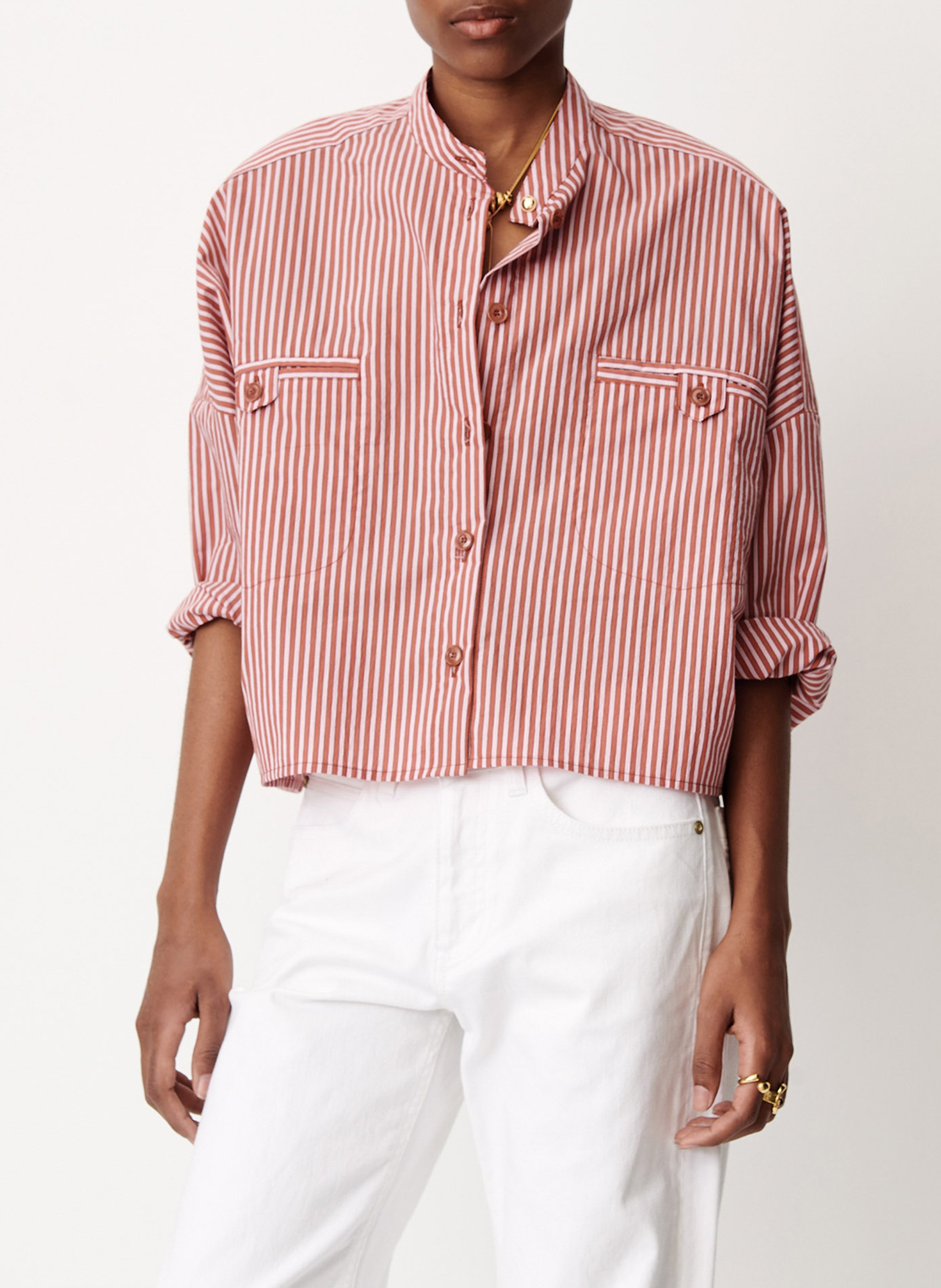 Chemise oversize col mao orregia SESSUN Rose