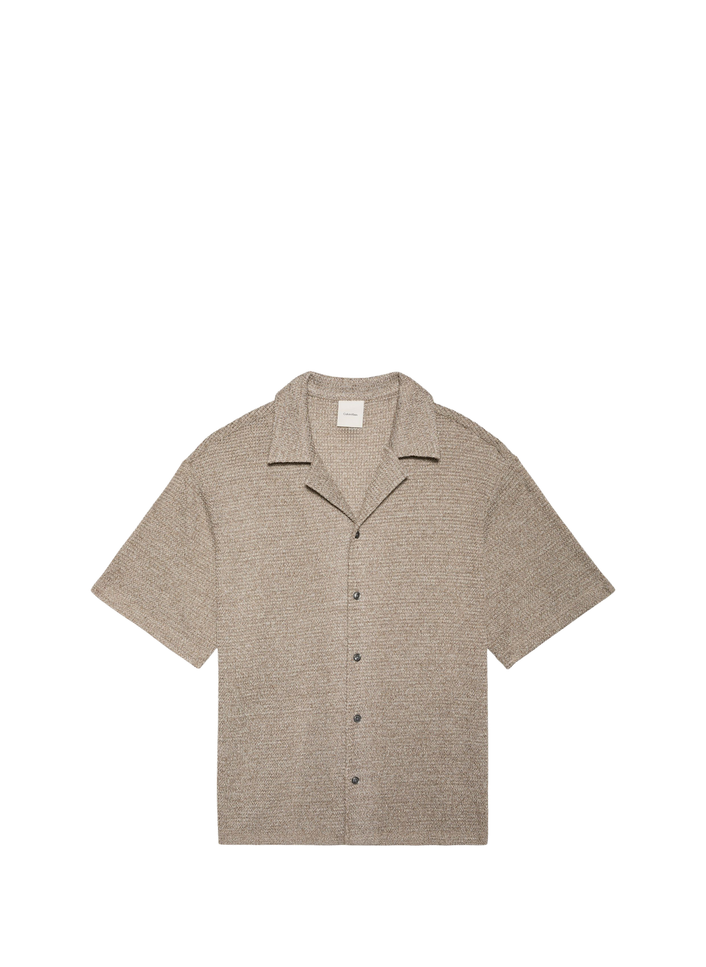 Short-sleeved textured knit shirt CALVIN KLEIN Beige