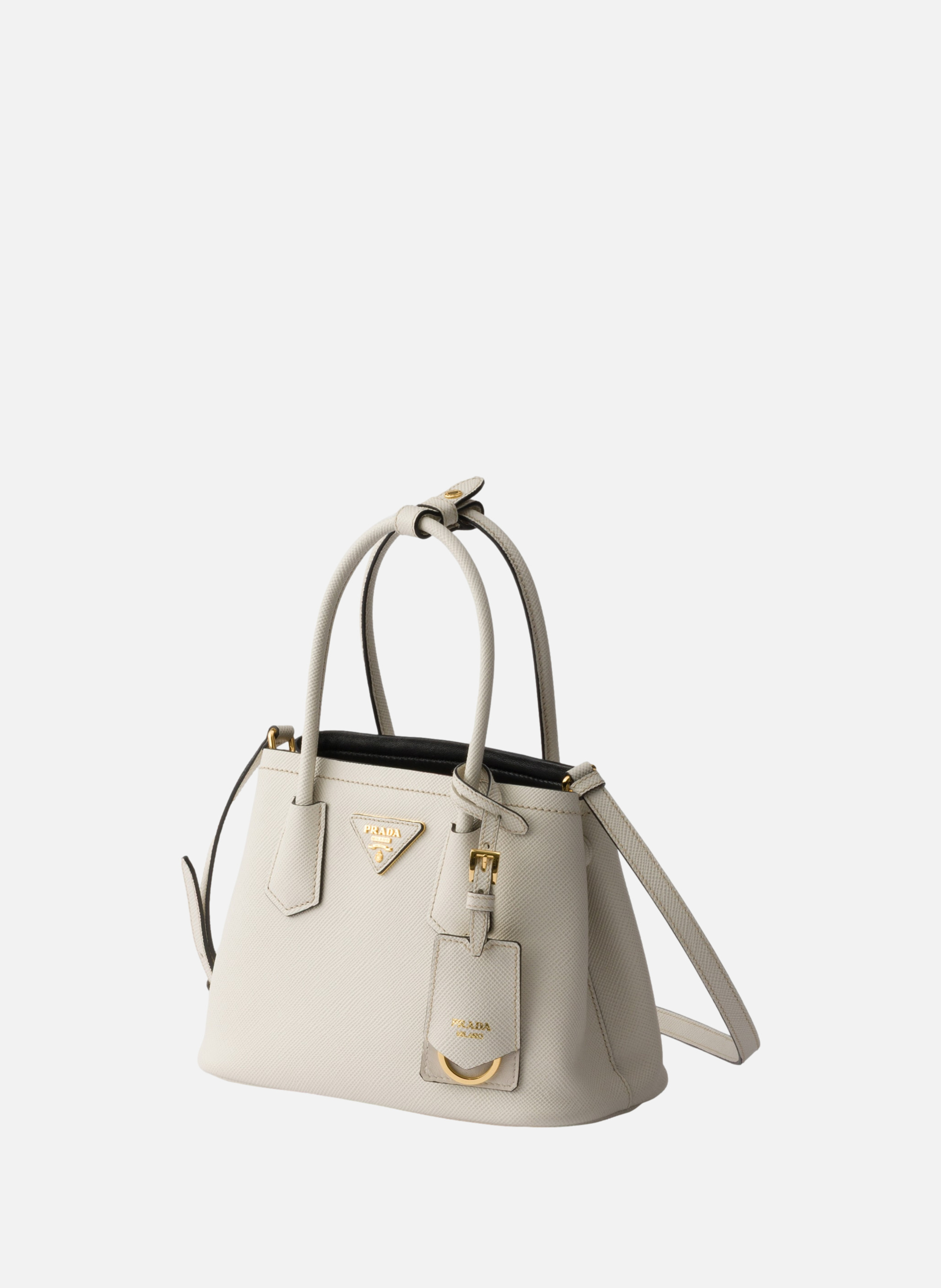 Mini sac prada double en cuir saffiano PRADA Beige
