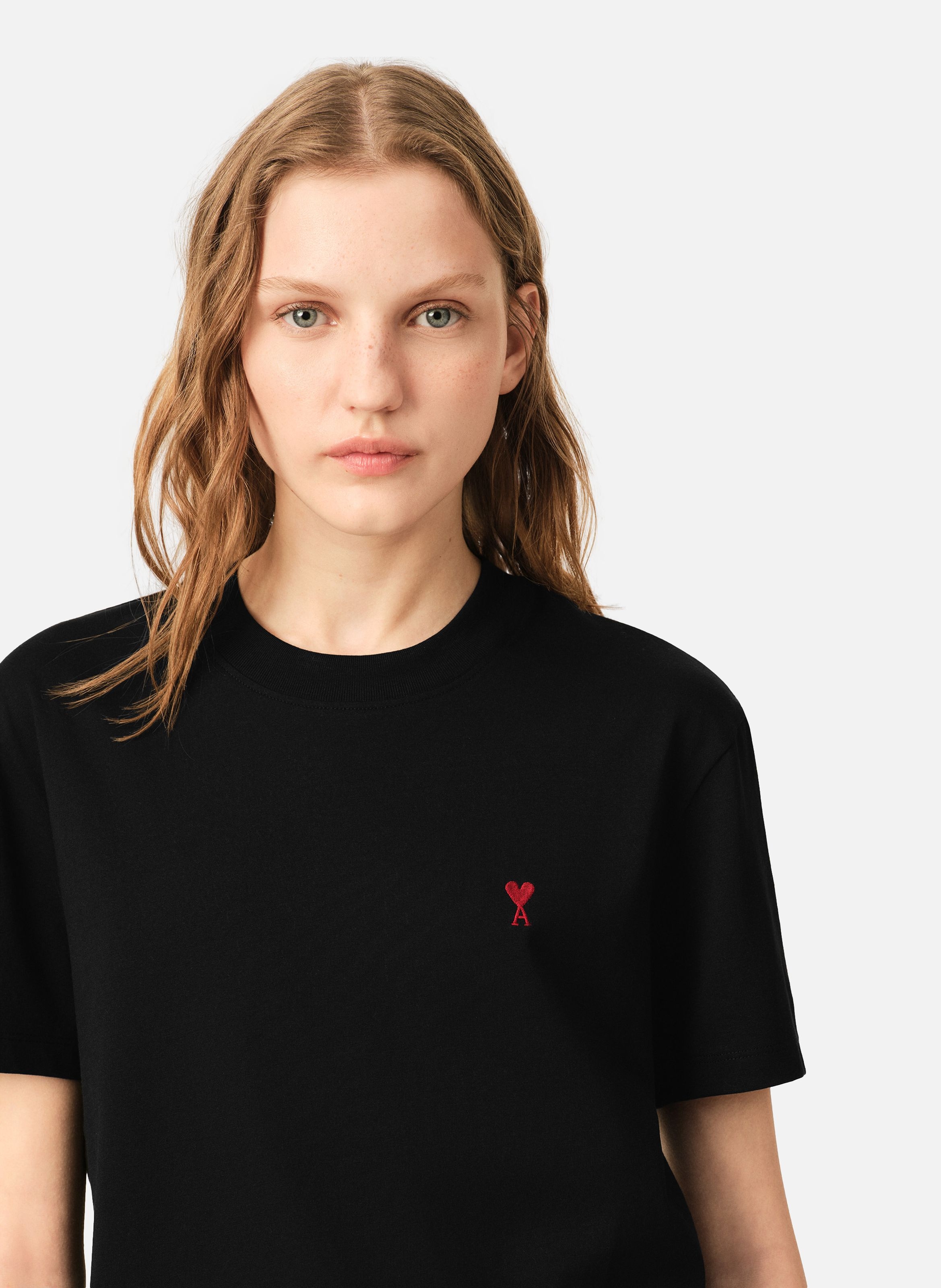 T-shirt ami de coeur rouge unisexe AMI PARIS Noir
