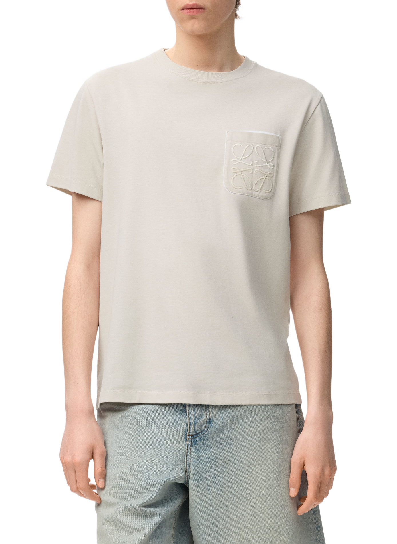 T-shirt à logo brodé en coton mélangé LOEWE Beige
