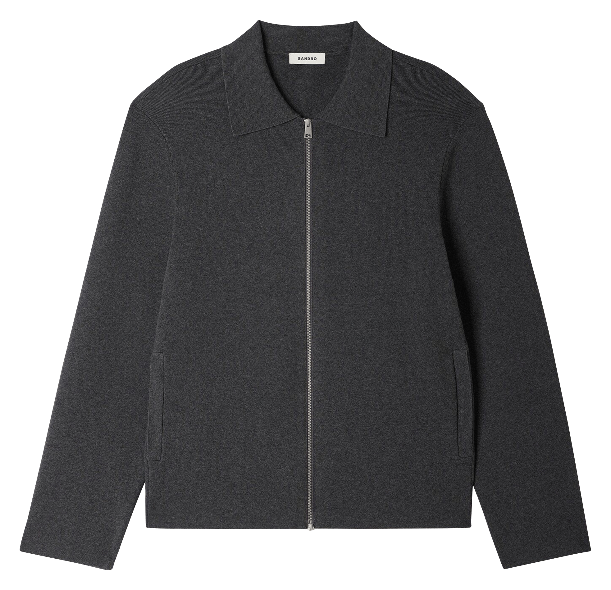 Cardigan droit zippé uni SANDRO Gris