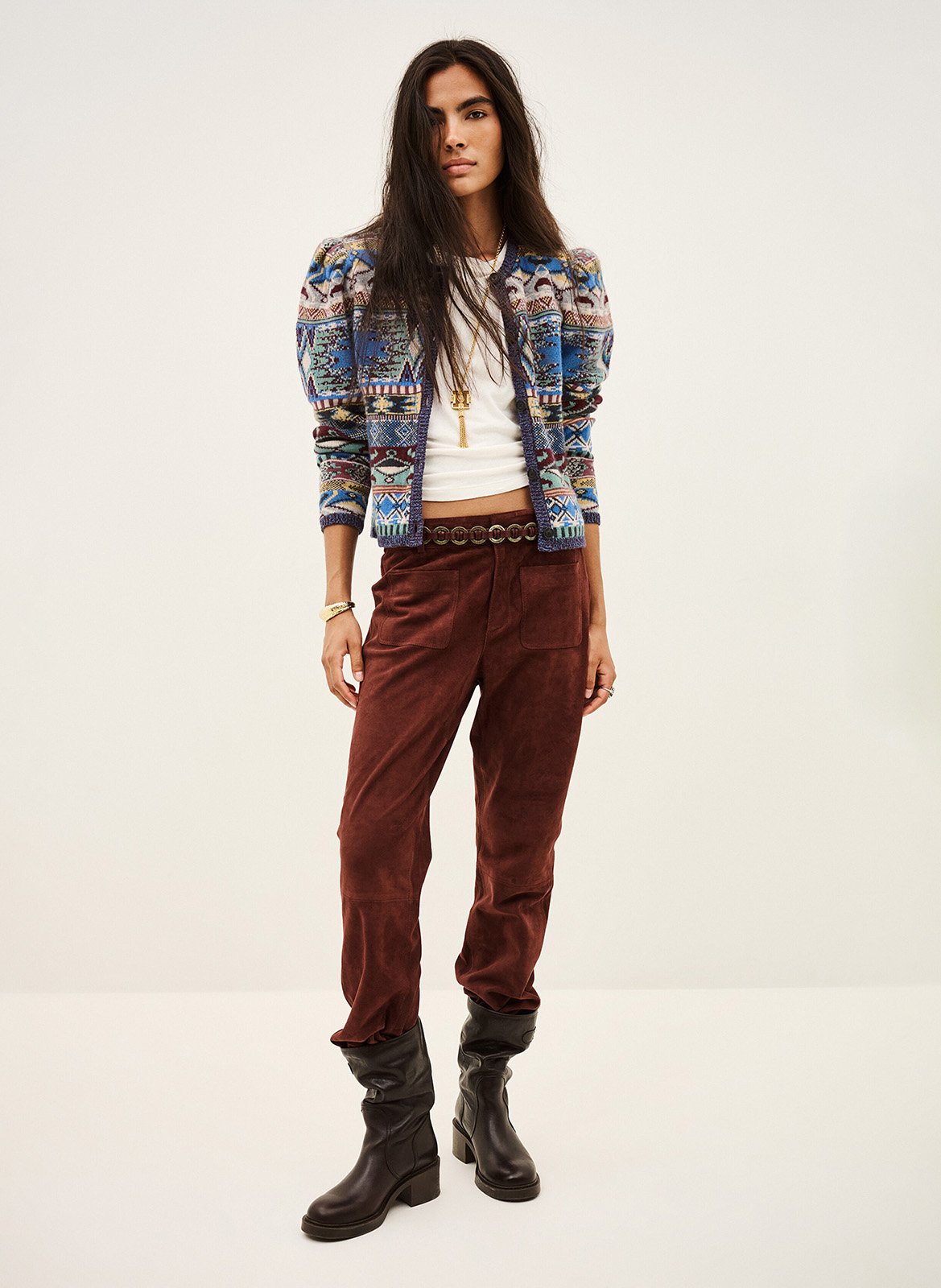 Cardigan droit col rond imprimé maja BA&SH Multicolore