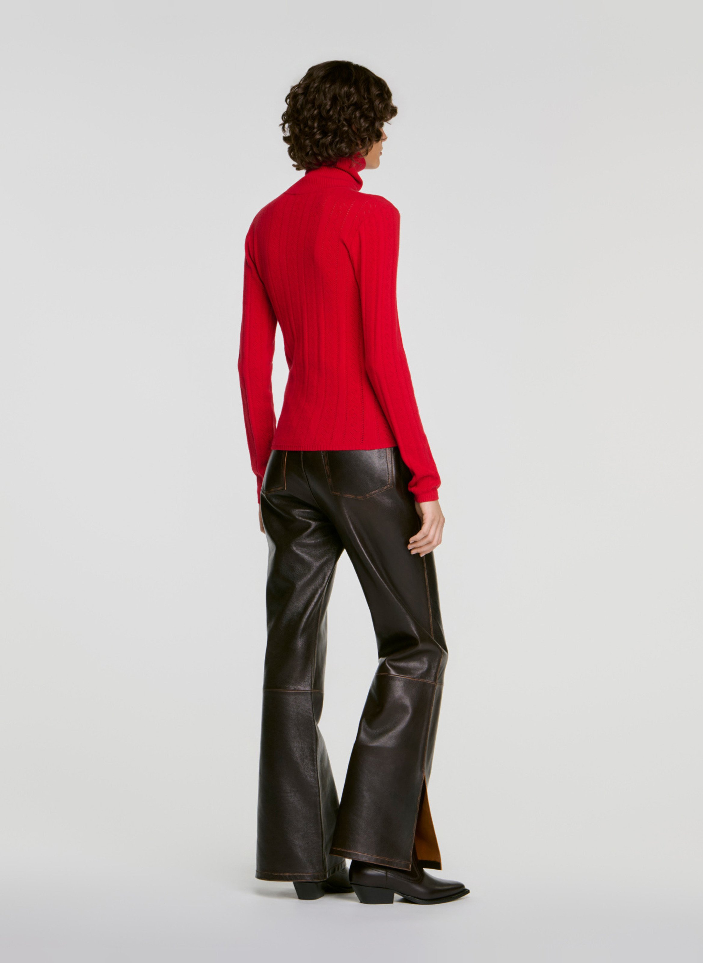 Pull droit col roulé SANDRO Rouge