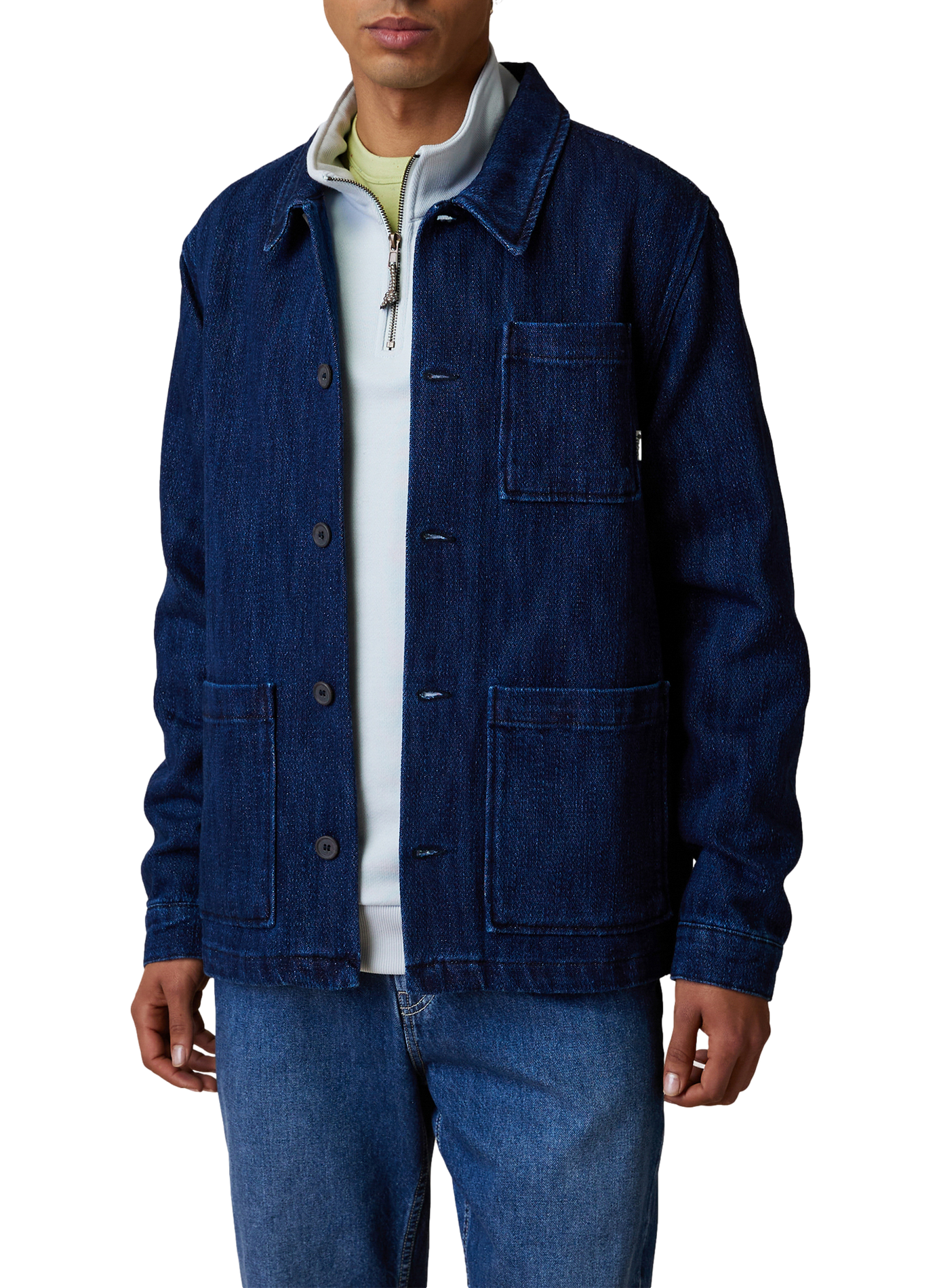 Veste droite en coton FAGUO Bleu