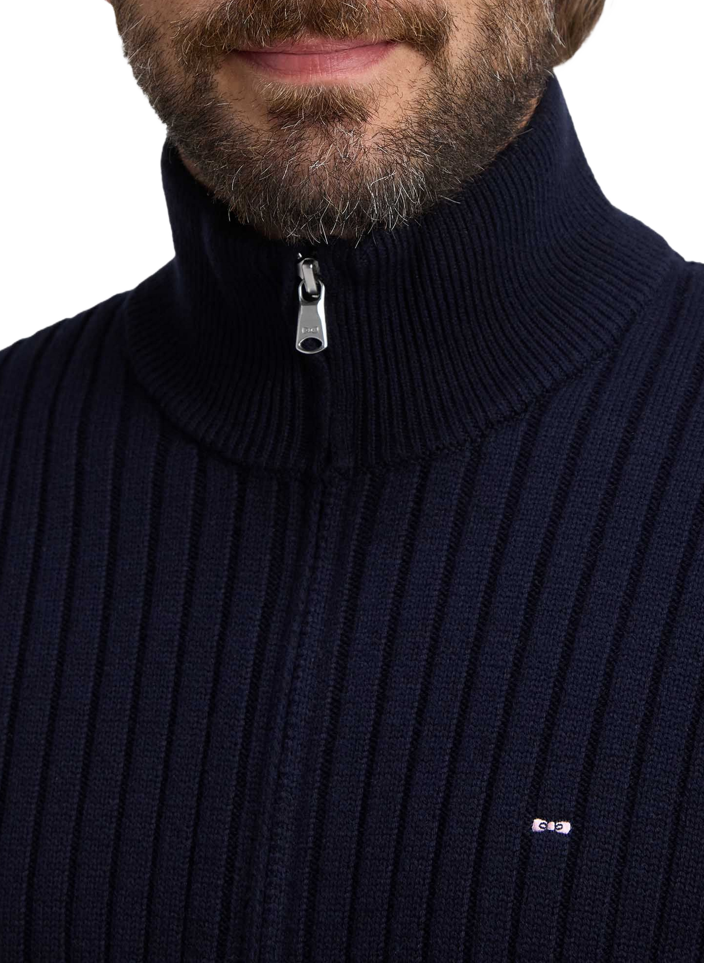 Gilet droit col camionneur en coton EDEN PARK Bleu