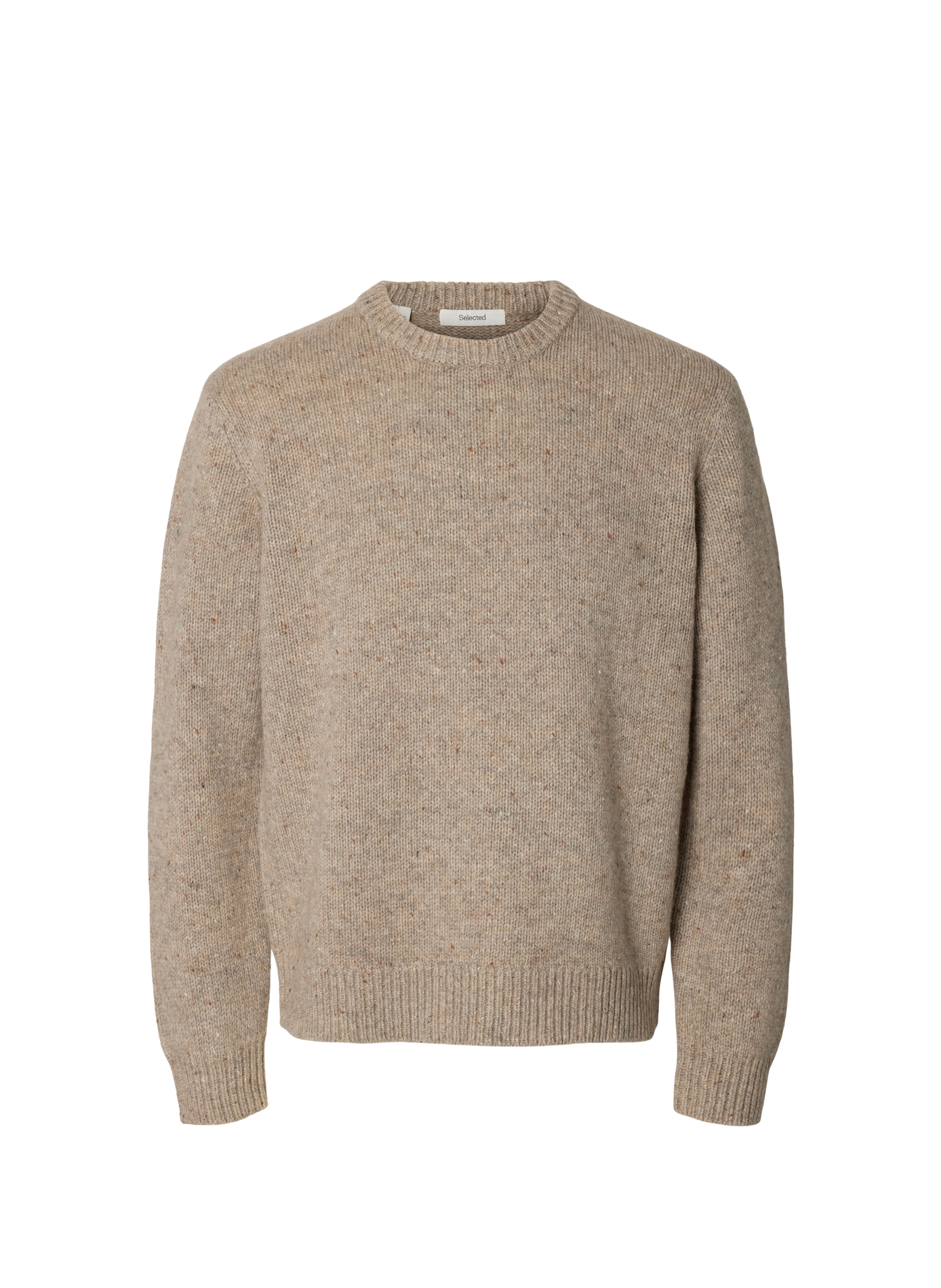 Gerader Rundhalsausschnitt-Pullover aus Wollmischung SELECTED Beige