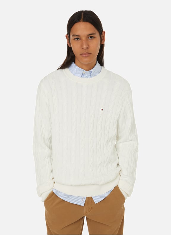 Tommy hilfiger cable 2025 knit sweater mens
