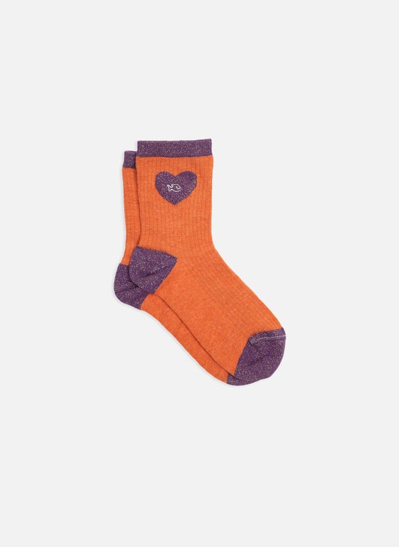 Chaussettes en coton peigné coeur Orange by BILLYBELT BILLYBELT Chaussettes en coton peigné coeur Orange