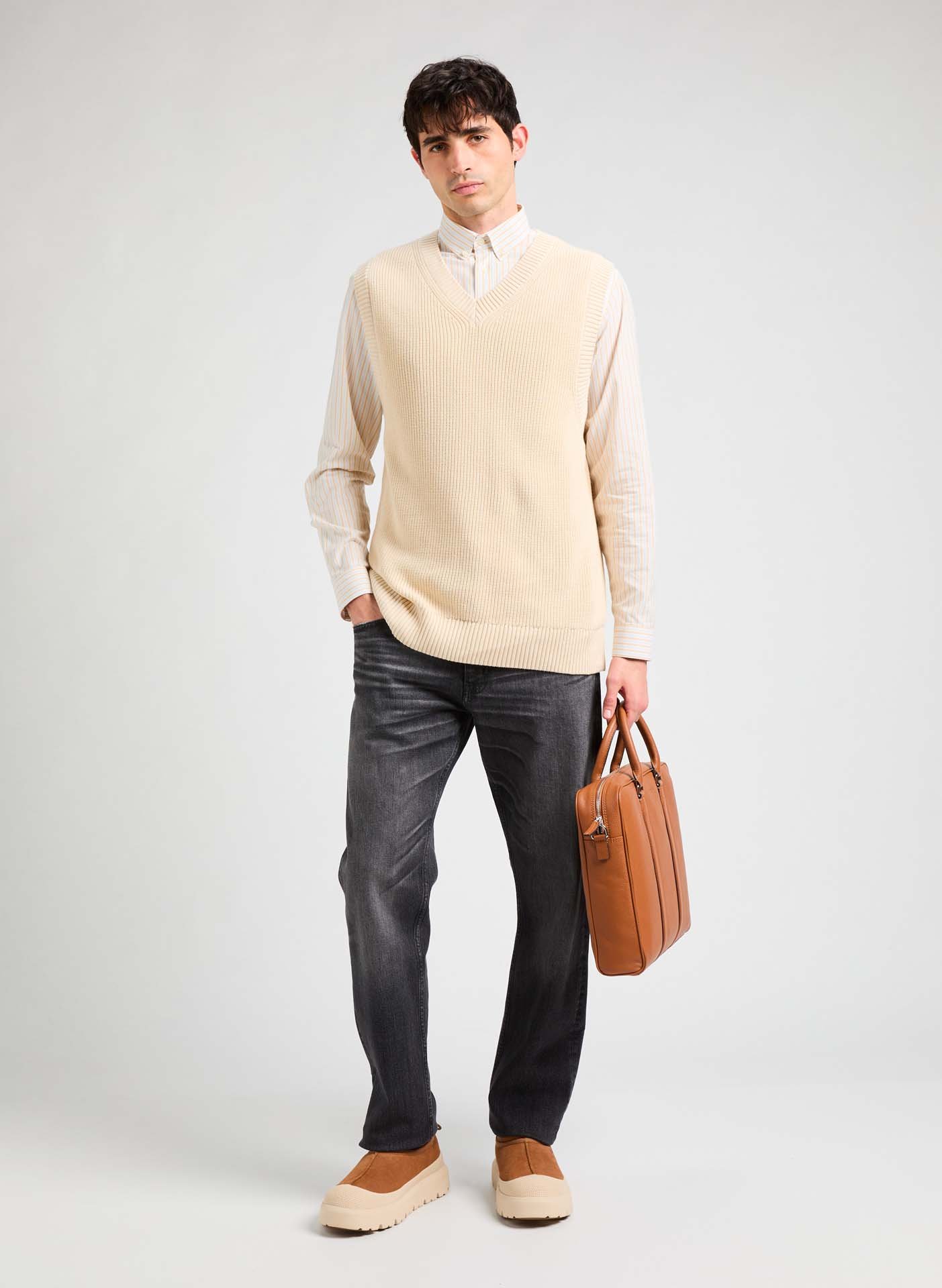 Pull sans manches AU PRINTEMPS PARIS Beige