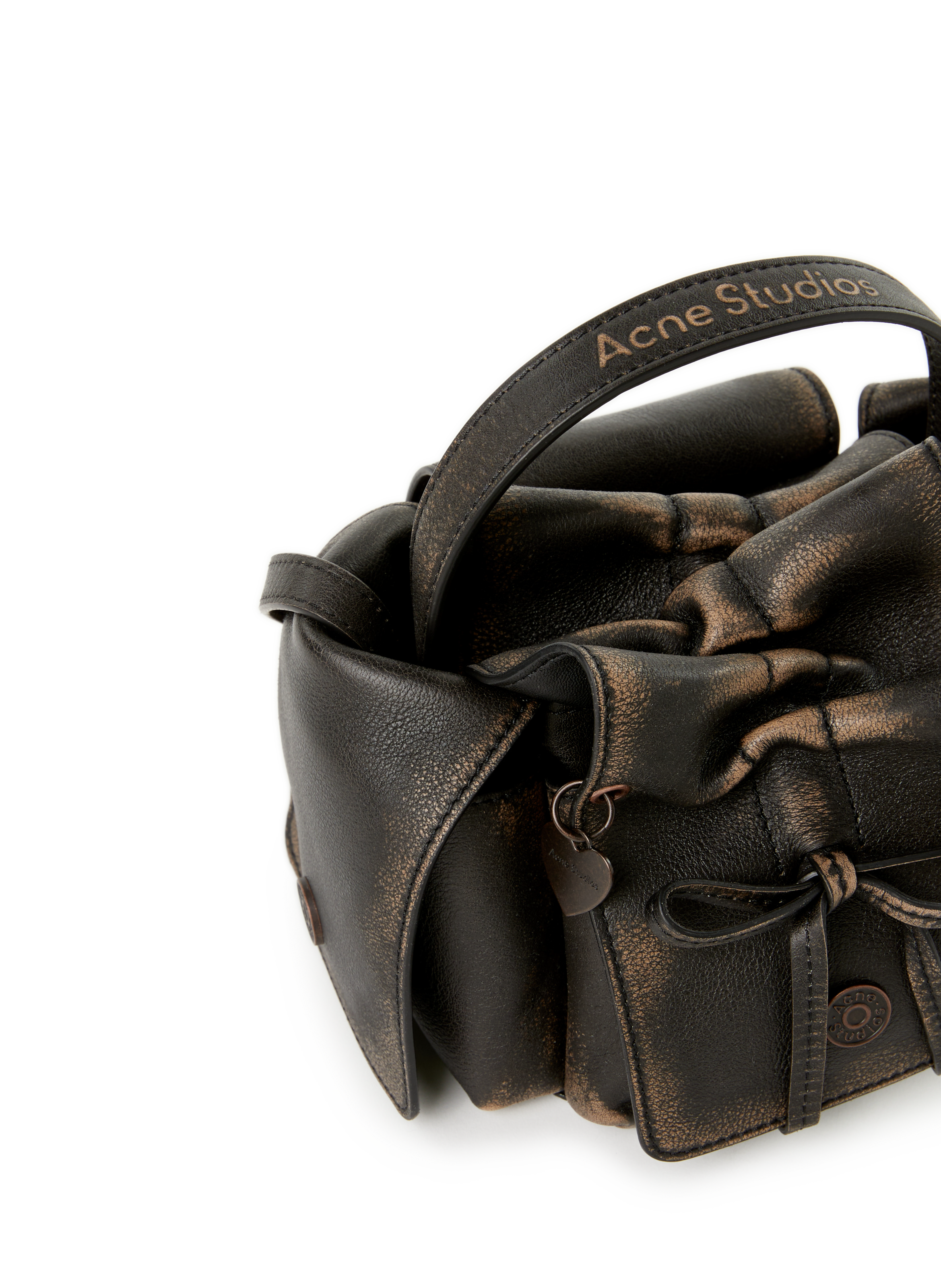 Mini sac bandoulière en cuir délavé ACNE STUDIOS Marron