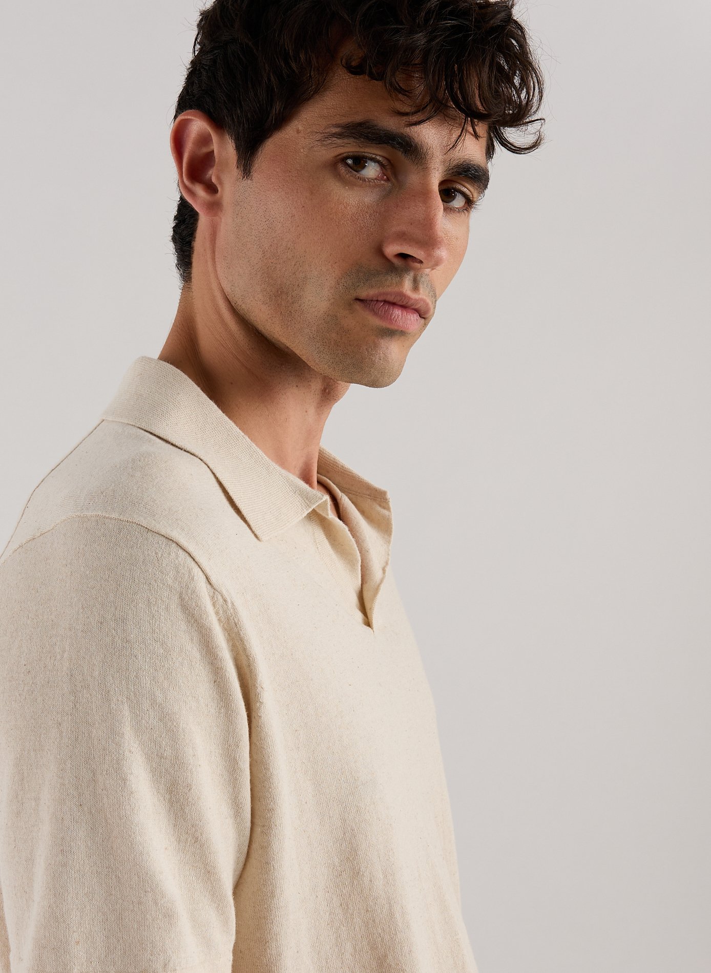 Cotton and linen polo shirt NN.07 Beige