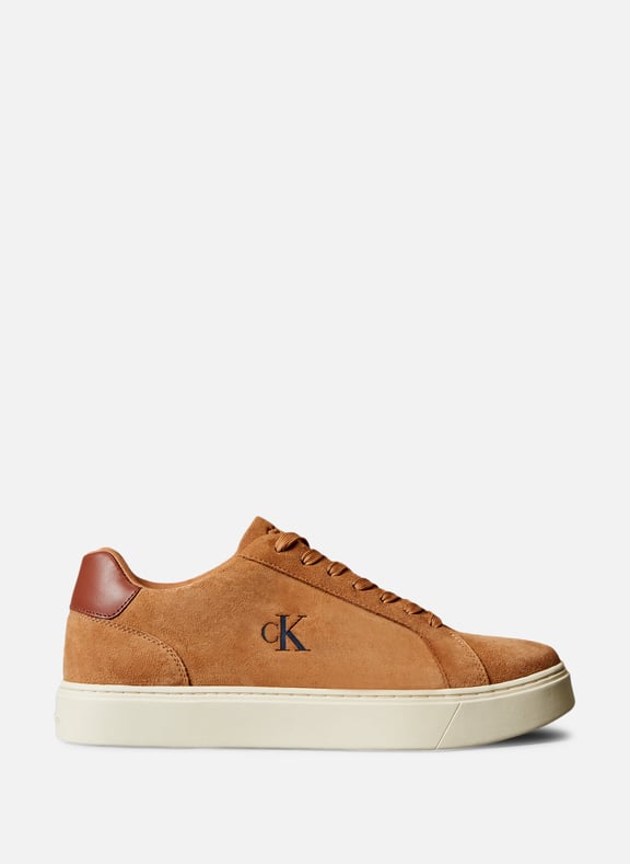 Leather and suede logo sneakers Brown by CALVIN KLEIN CALVIN KLEIN Leather and suede logo sneakers Brown