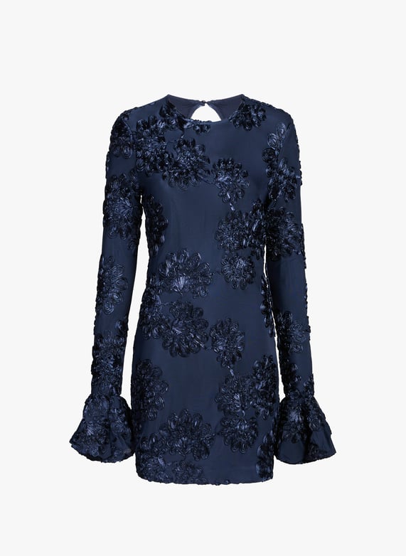 Robe courte en maille 3D | Bleu by ROTATE Robe courte en maille 3D Bleu