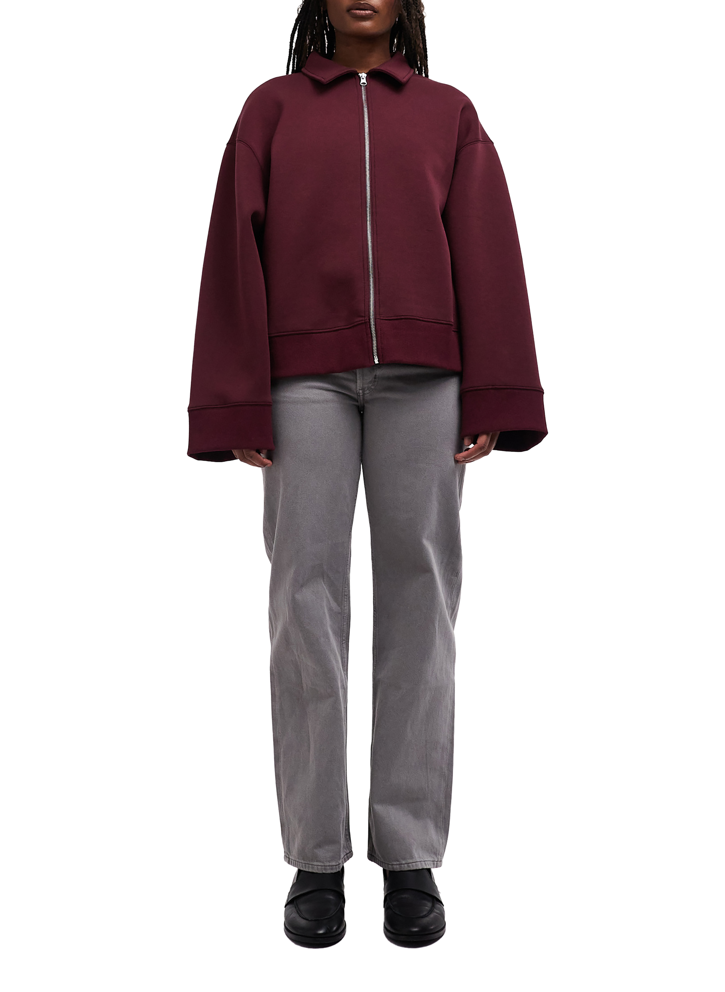 Solid straight jacket with classic collar TOPSHOP Red