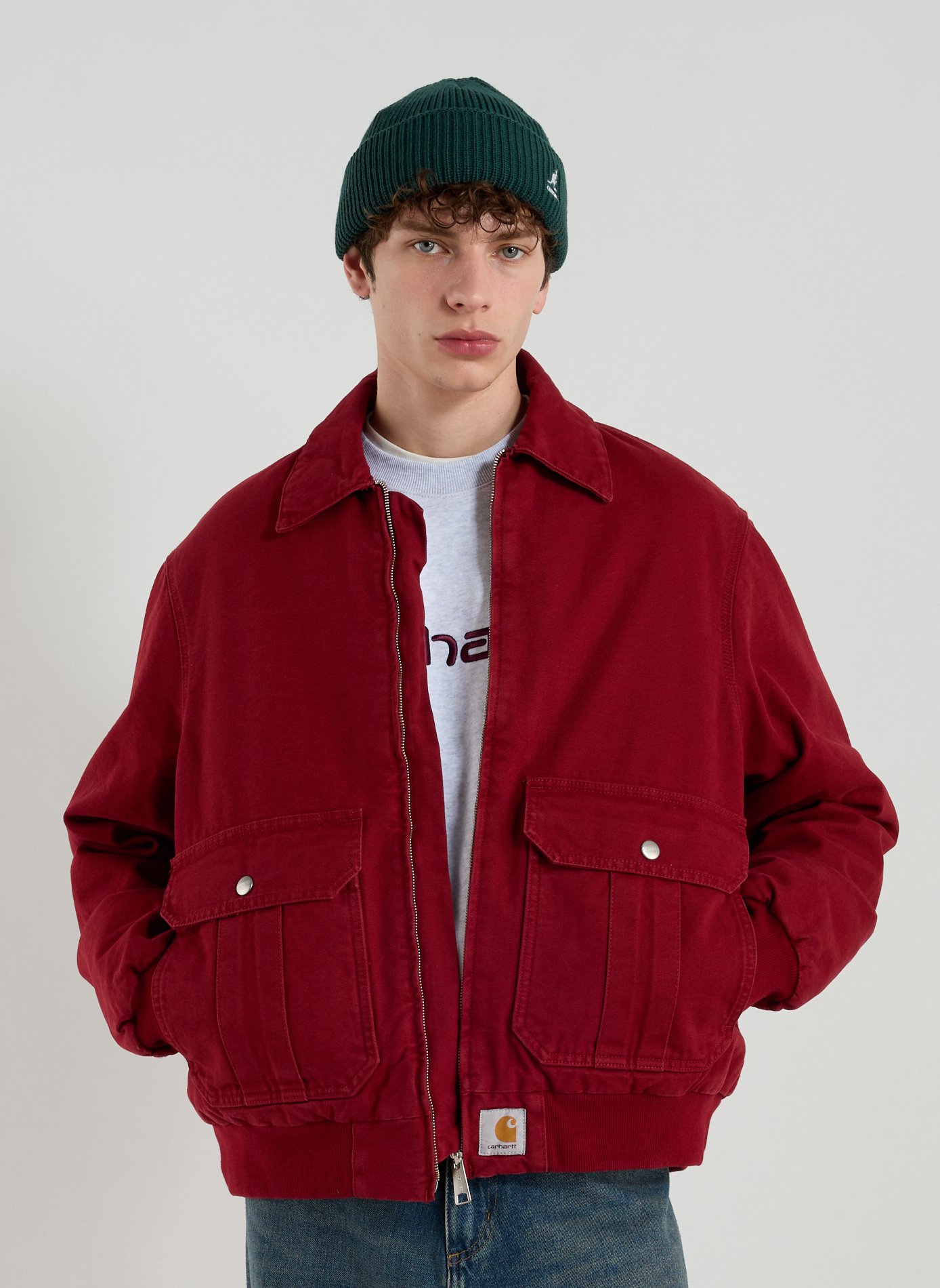 CARHARTT WIP Stanton Scarlet cotton denim jacket Red