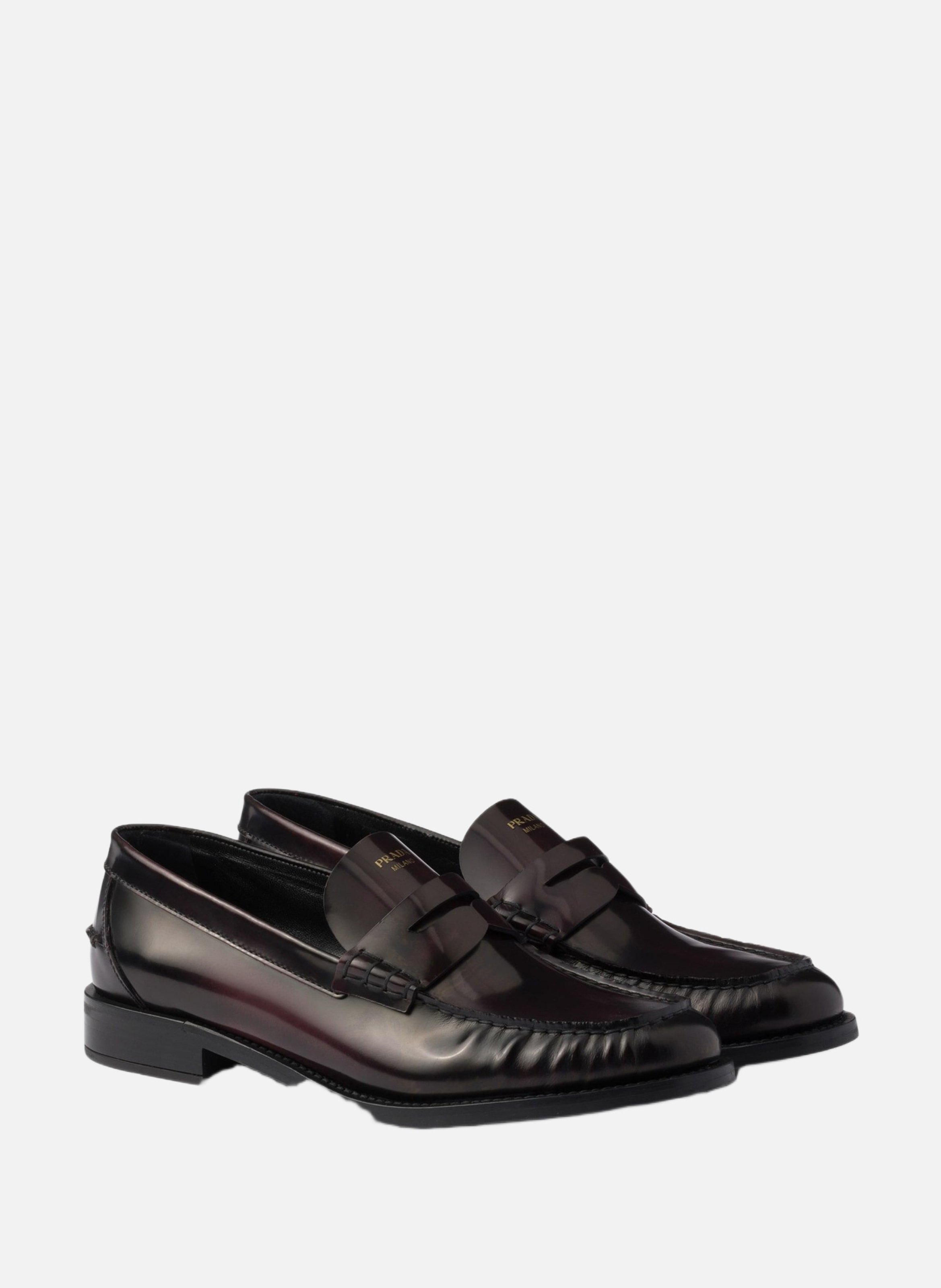 Mocassins en cuir brossé PRADA Rouge