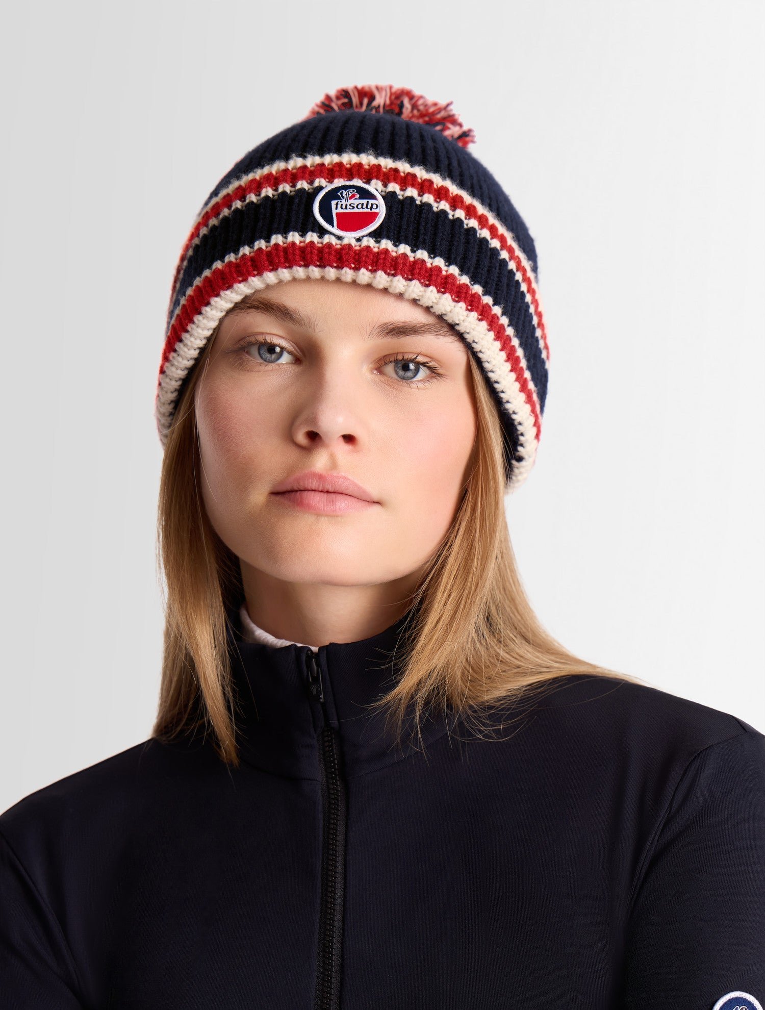 Bonnet pompon coupe regular FUSALP Bleu