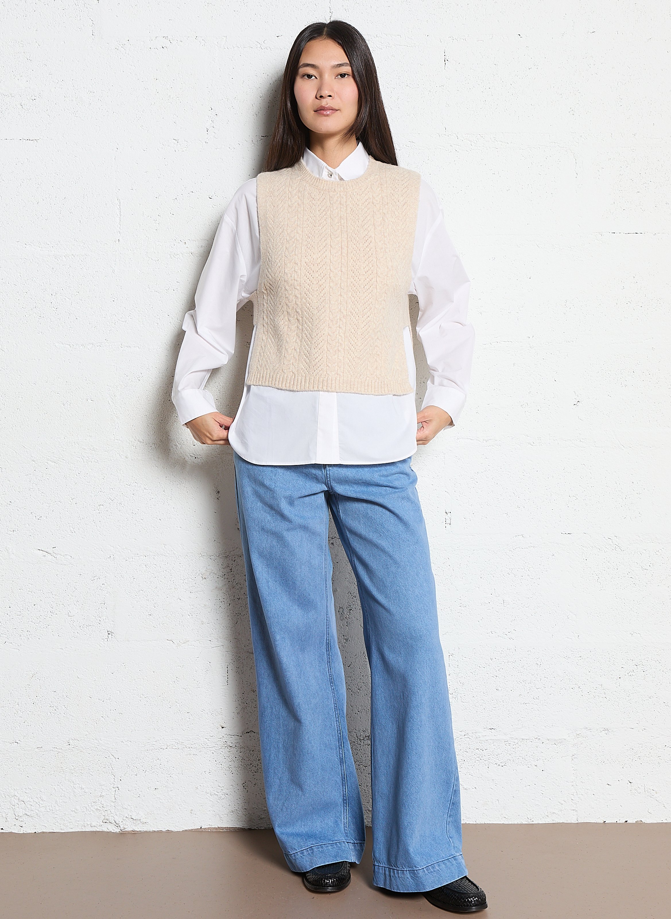 Pull droit col rond IKKS Beige